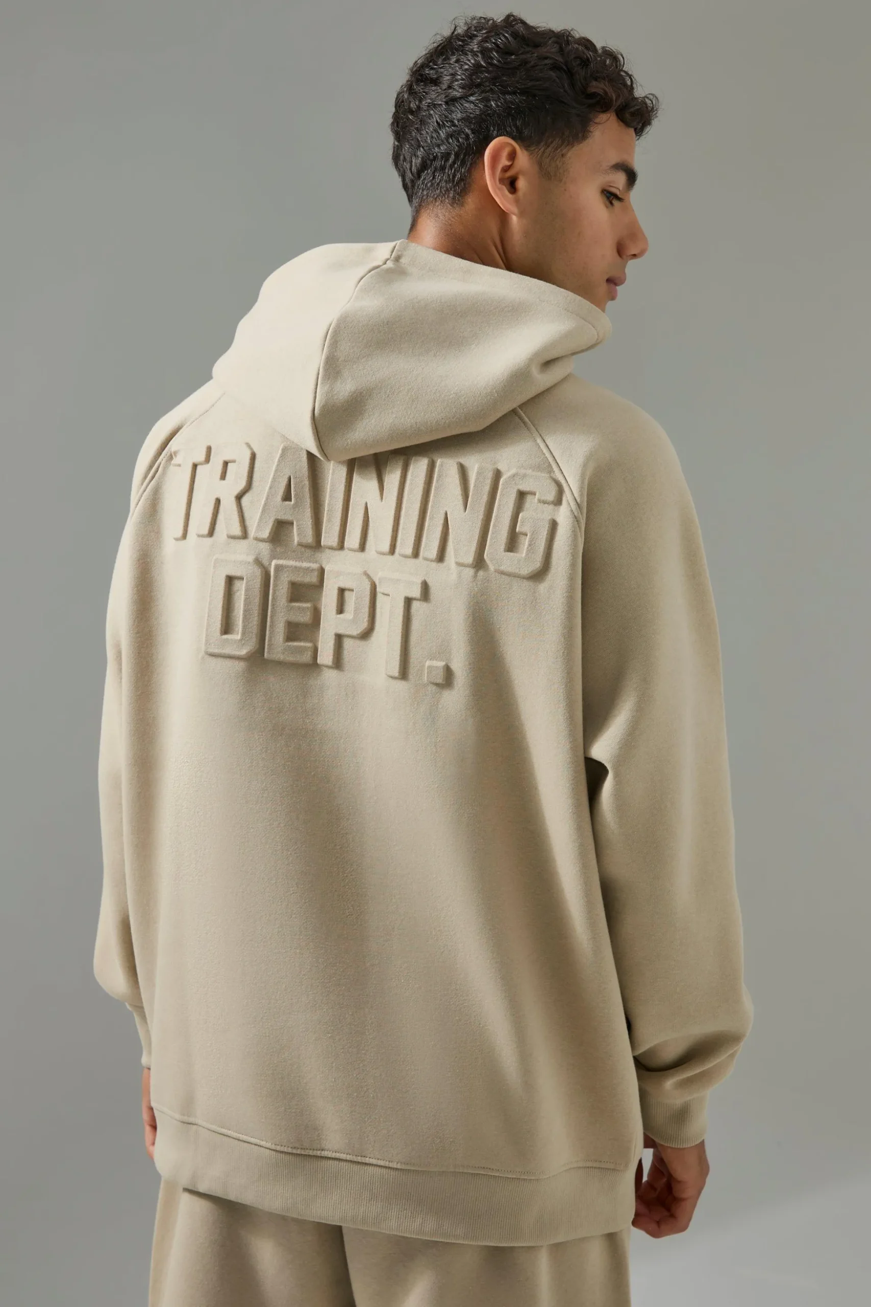 Man Active Training Dept Embossed Oversized Hoodie | BoohooMAN UK