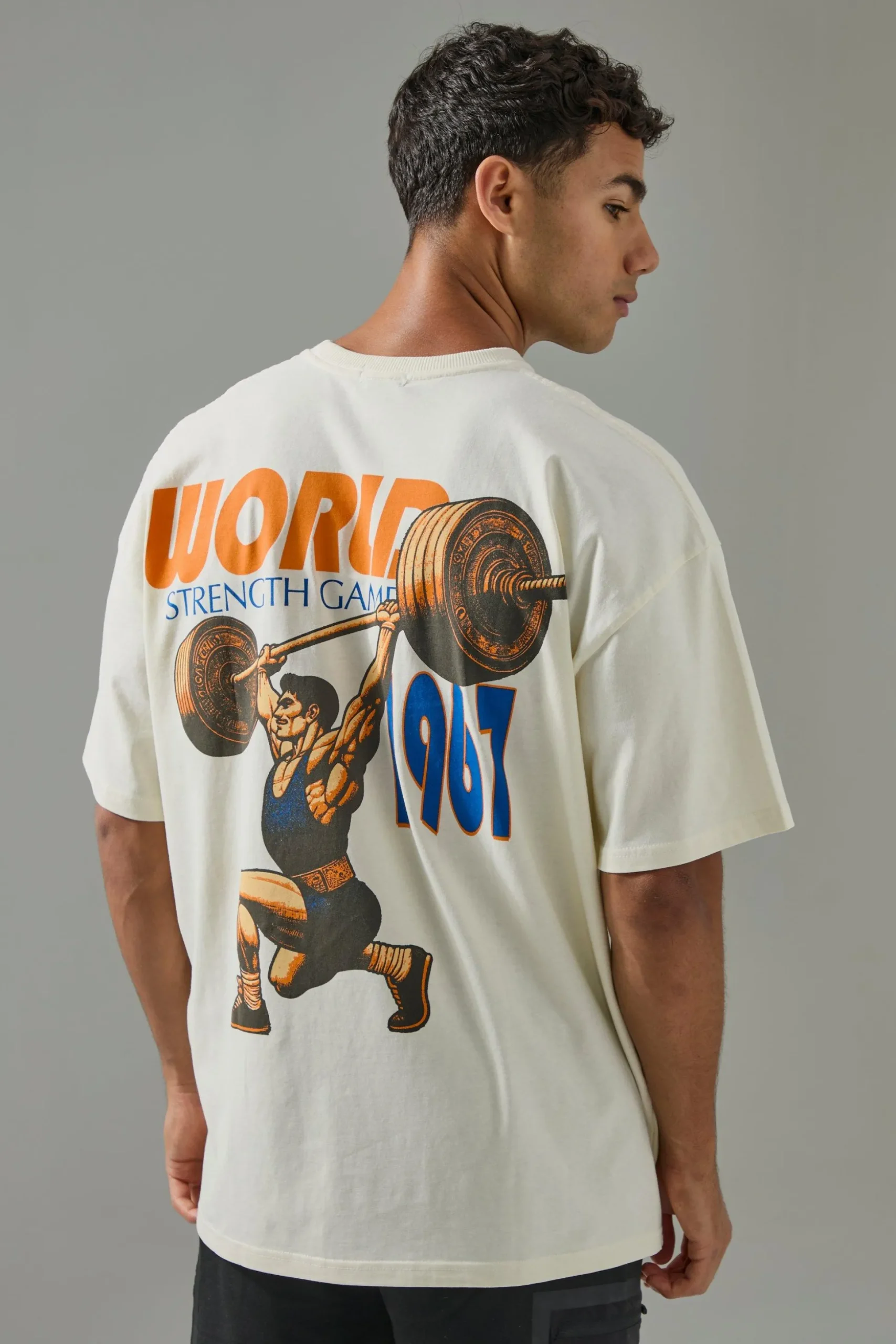 Man Active World Strength Games Oversized T-shirt | BoohooMAN UK