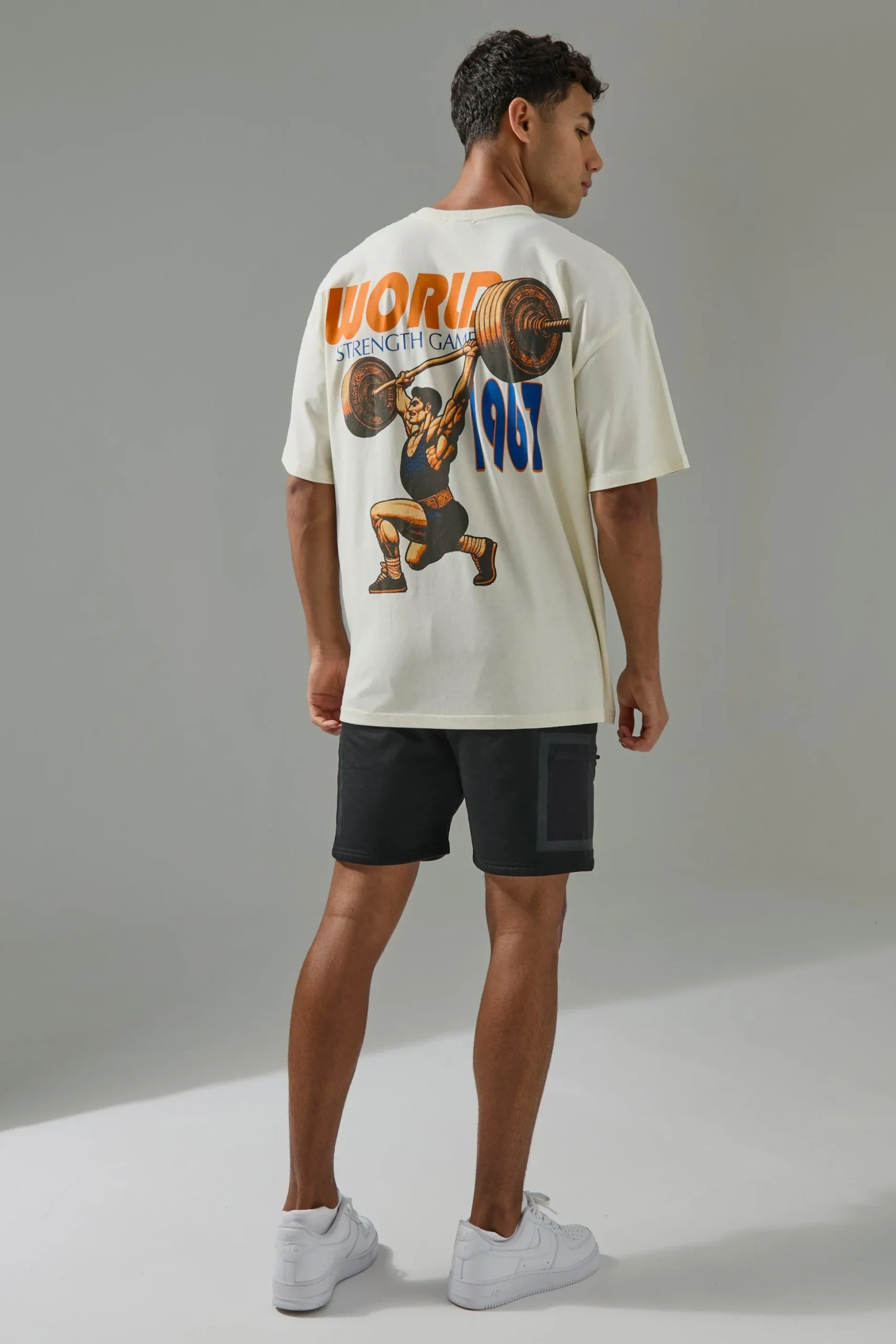Man Active World Strength Games Oversized T-shirt | BoohooMAN UK