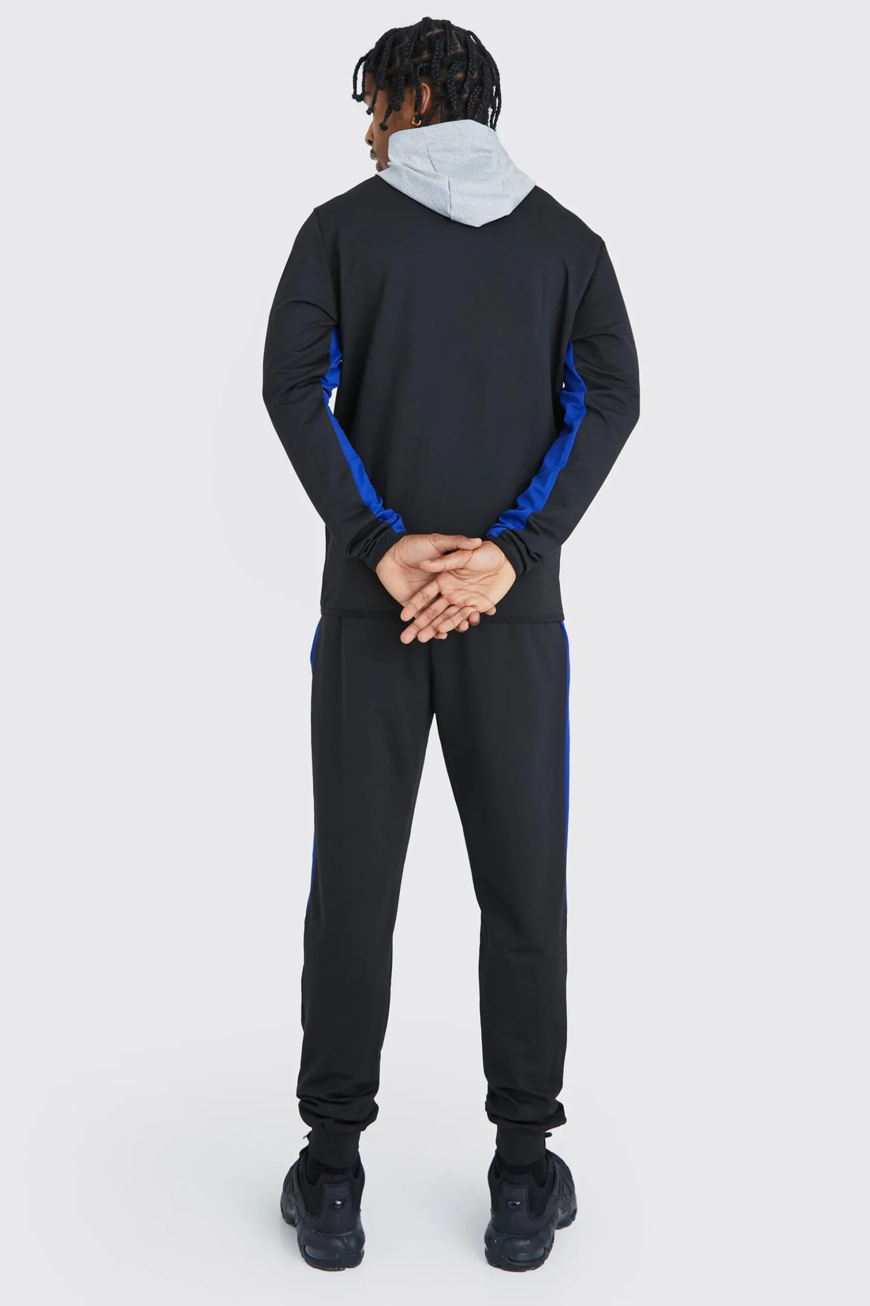 Man Active Zip Through Panel Hoodie | BoohooMAN UK