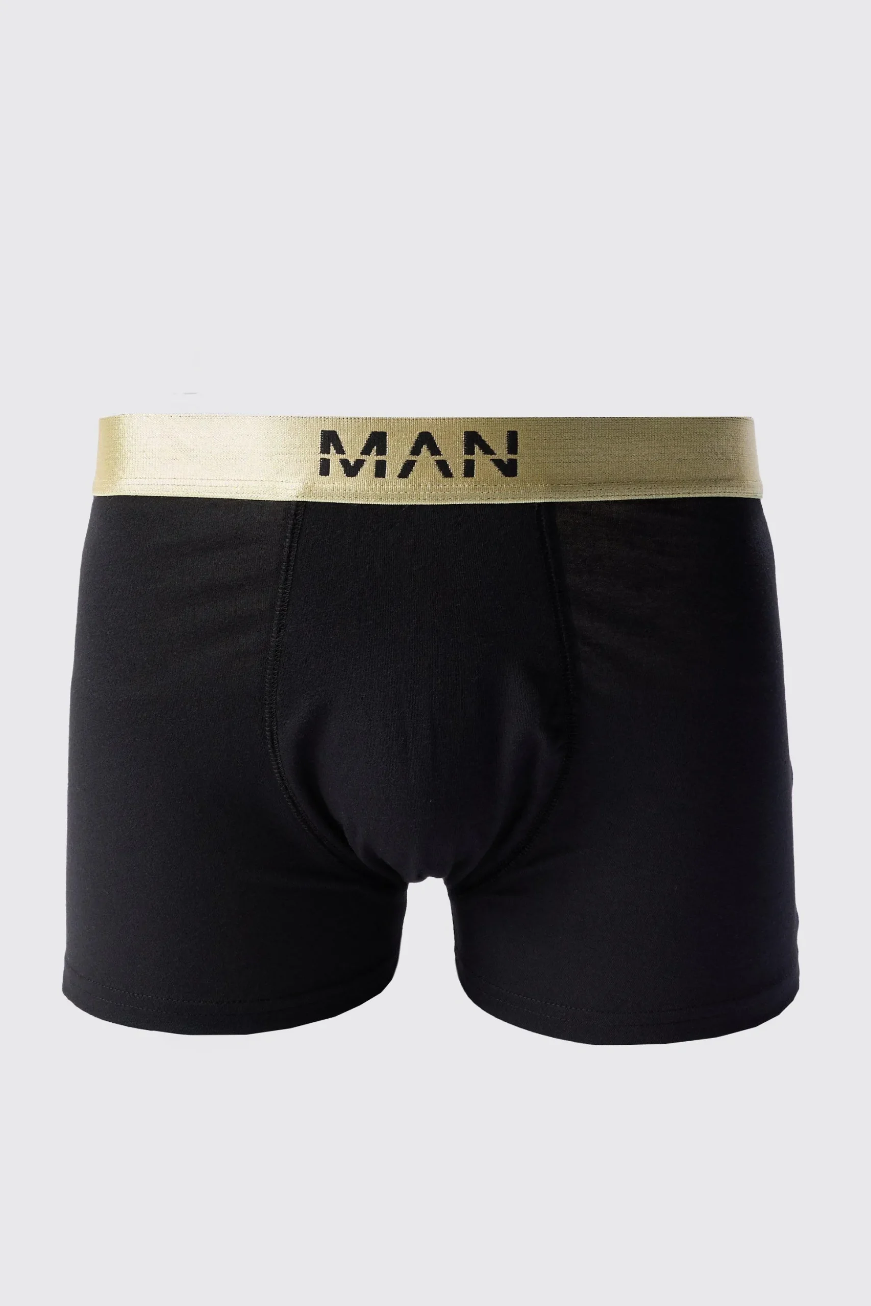 Man Dash Gold Waistband Boxers In Black | BoohooMAN UK
