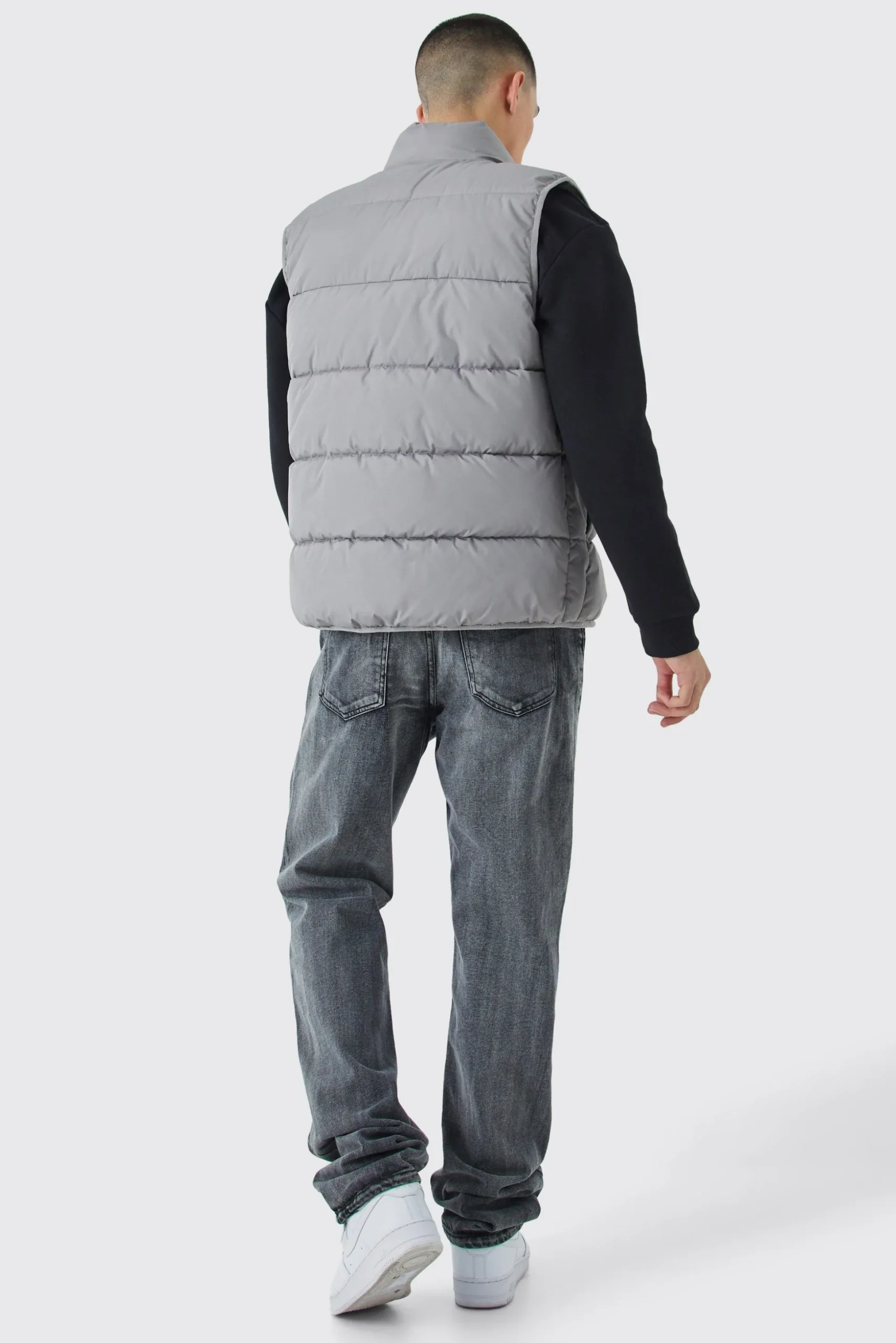 Man Dash Quilted Funnel Neck Gilet | BoohooMAN UK