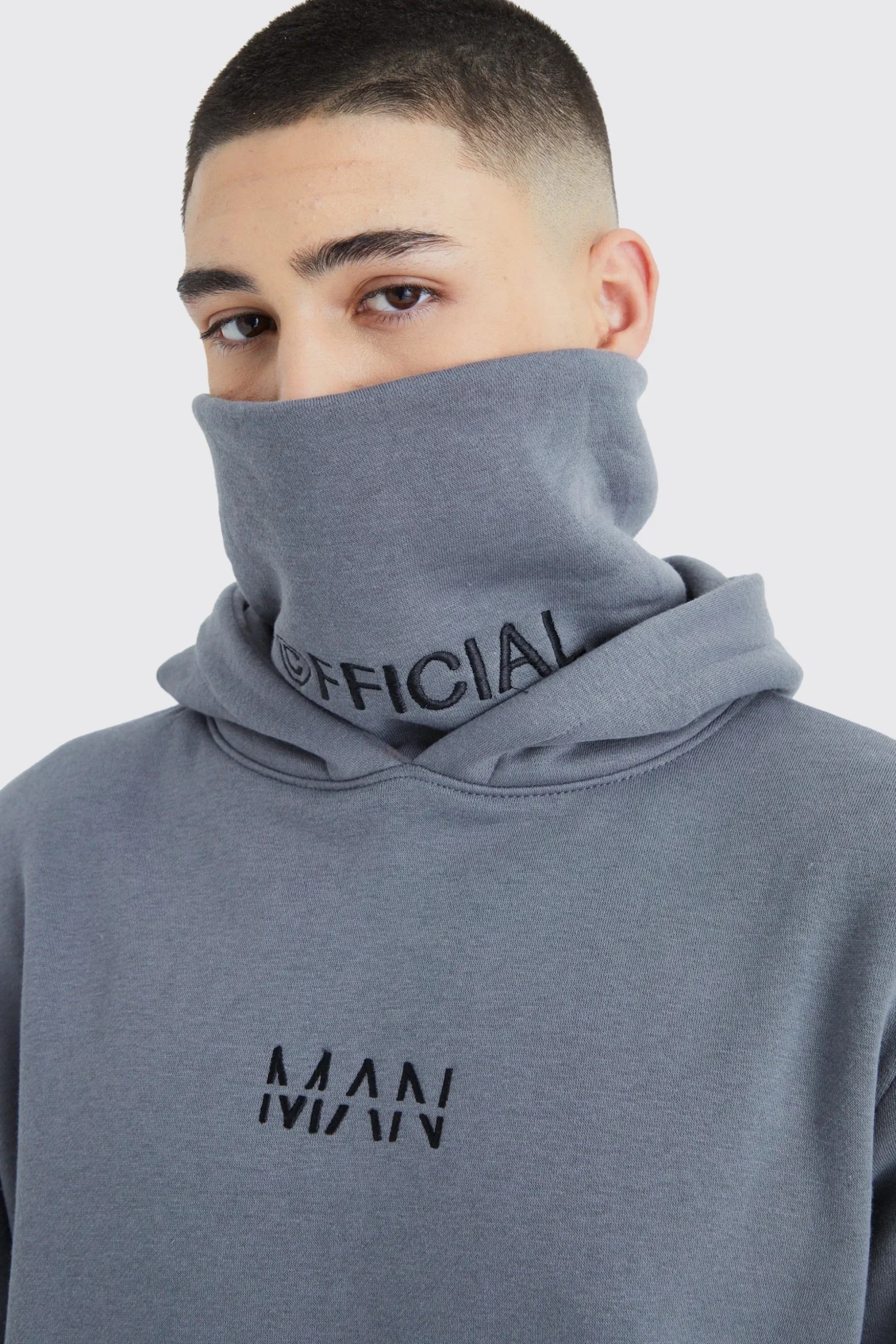 Man Official Jersey Hoodie With Snood | BoohooMAN UK