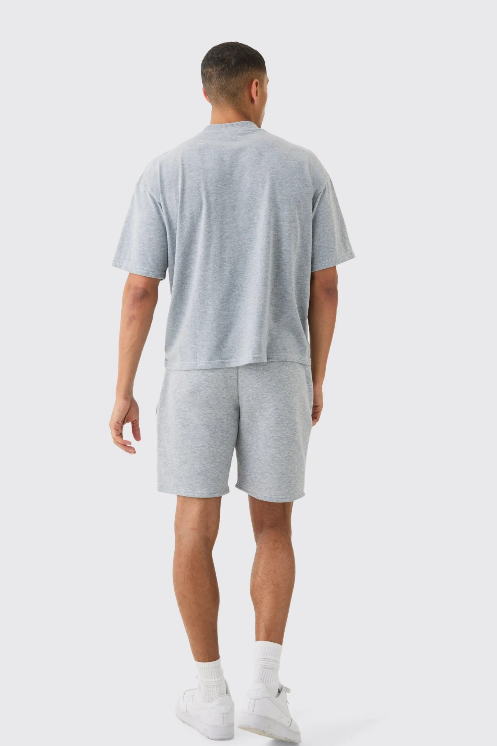 Man Oversized Boxy Contrast Stitch T-shirt Gusset Shorts Set | BoohooMAN UK