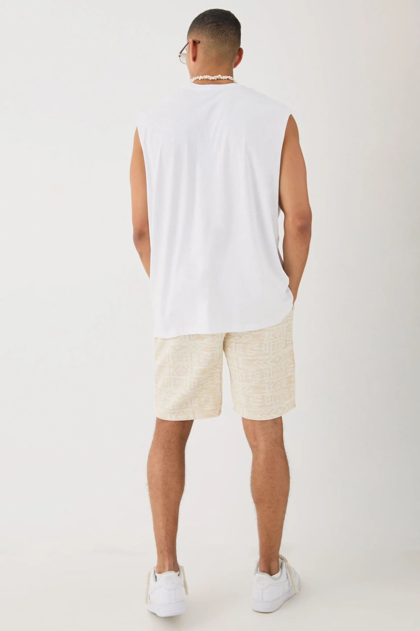 Man Oversized Tank And Jacquard Shorts Set | BoohooMAN UK