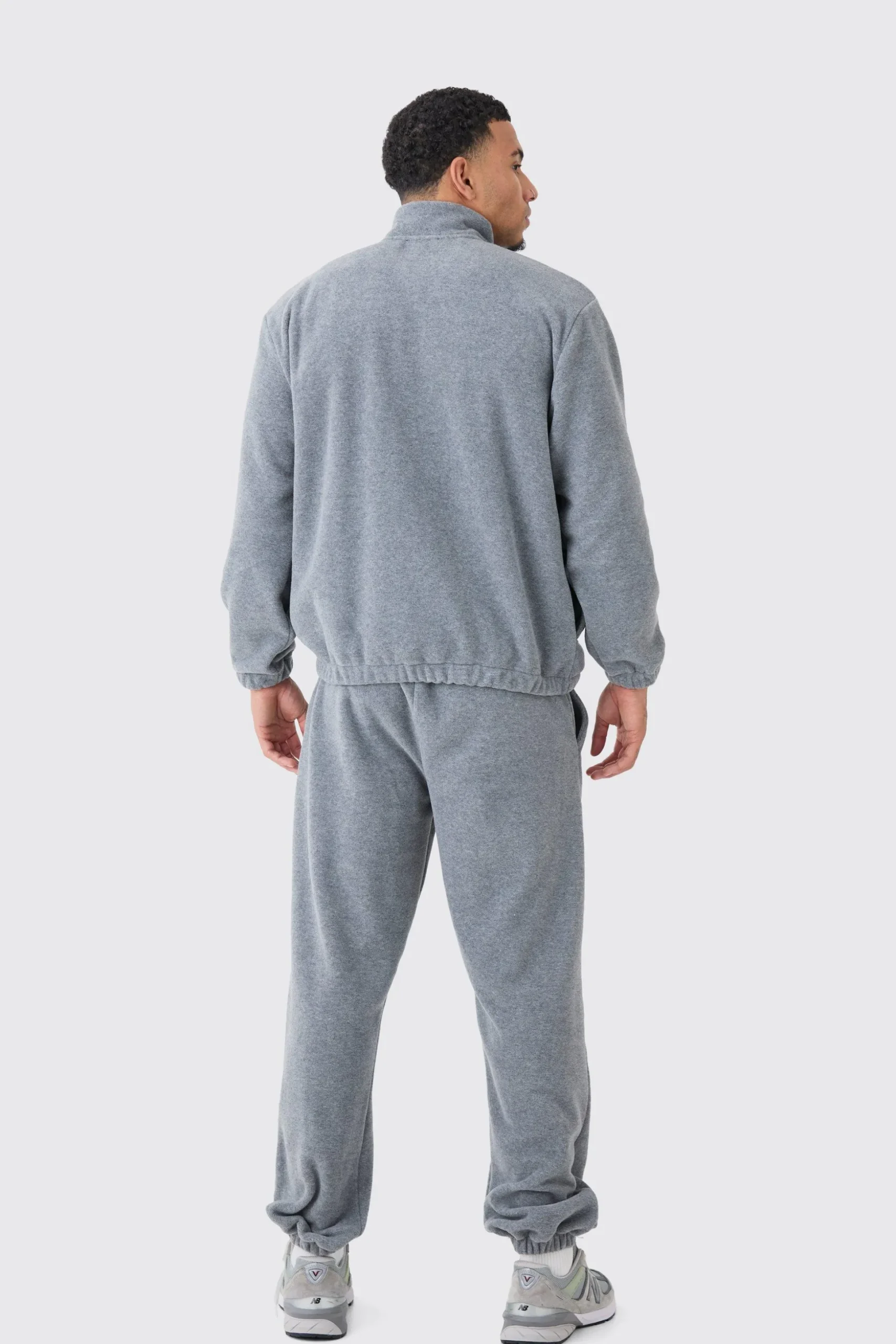 Man Oversized Zip Through Funnel Neck Fleece Tracksuit | BoohooMAN UK
