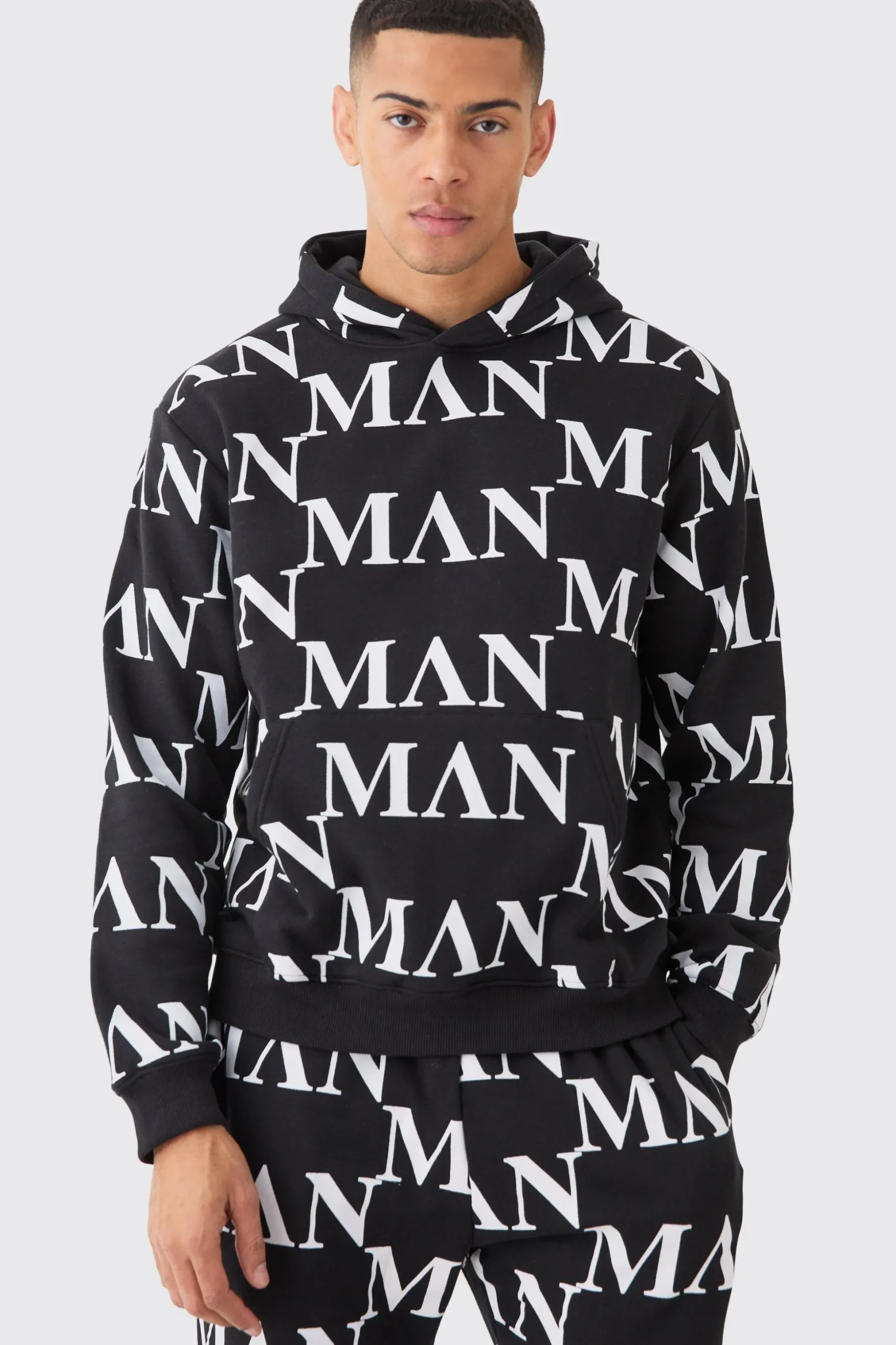 Man Roman All Over Print Hooded Tracksuit | BoohooMAN UK