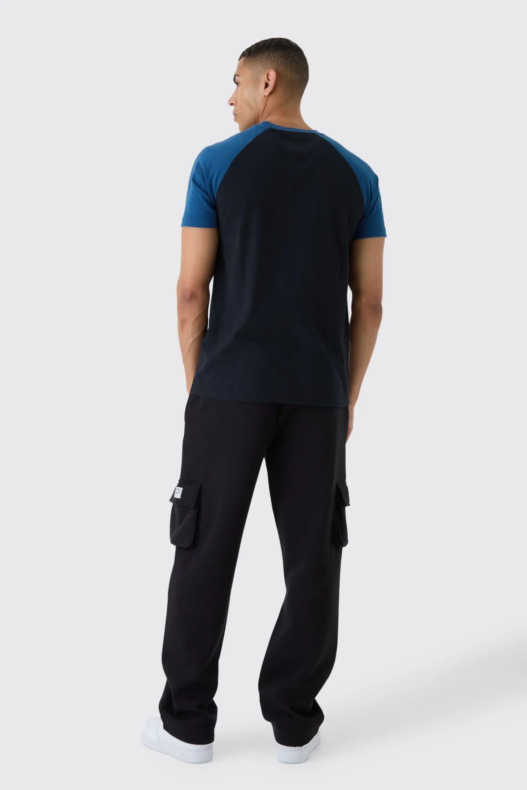 Man Script Slim Colour Block Raglan T-shirt | BoohooMAN UK