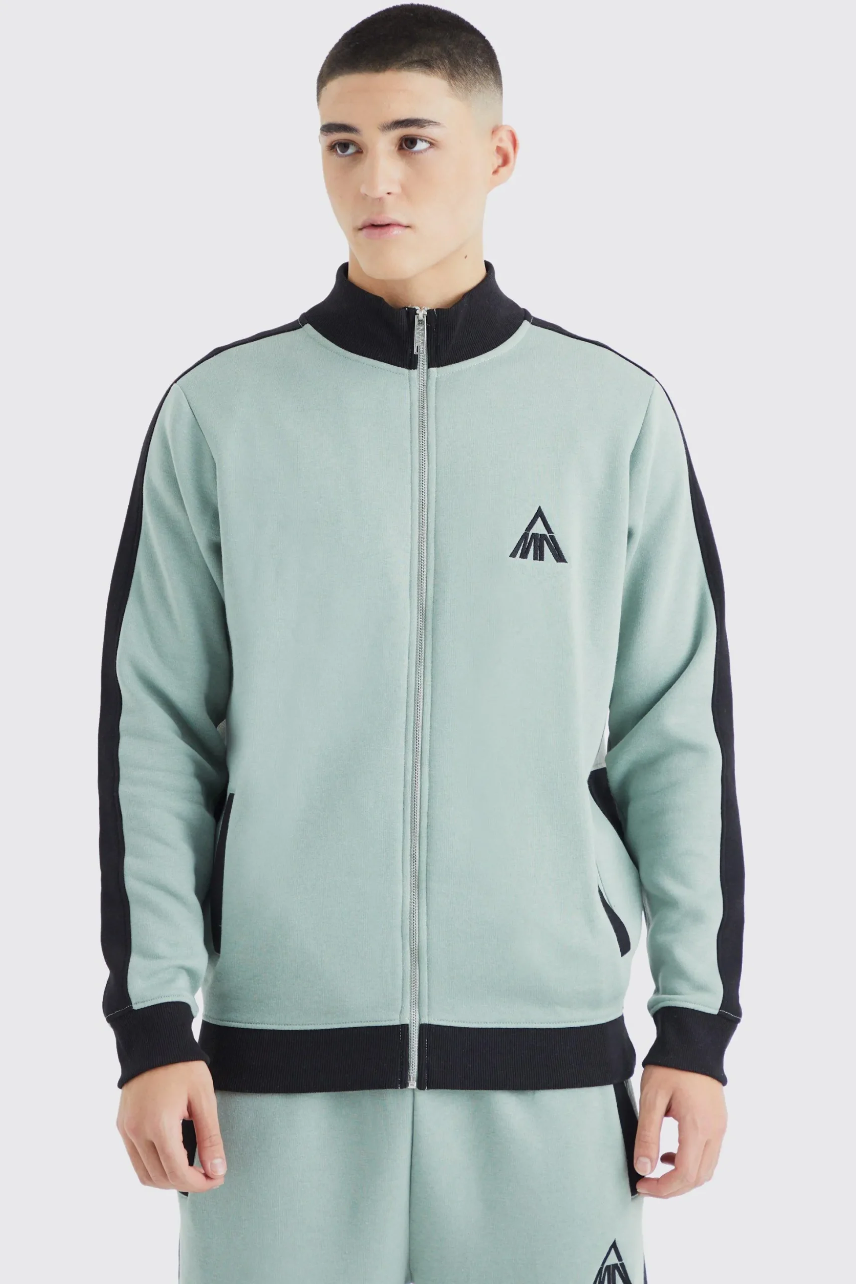 Man Side Panel 1/4 Zip Funnel Neck Sweatshirt | BoohooMAN UK
