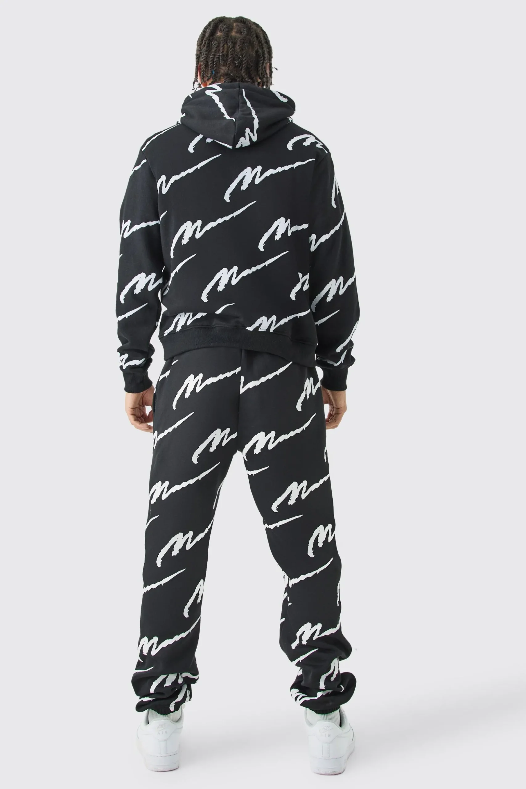 Man Signature All Over Print Hoodie | BoohooMAN UK