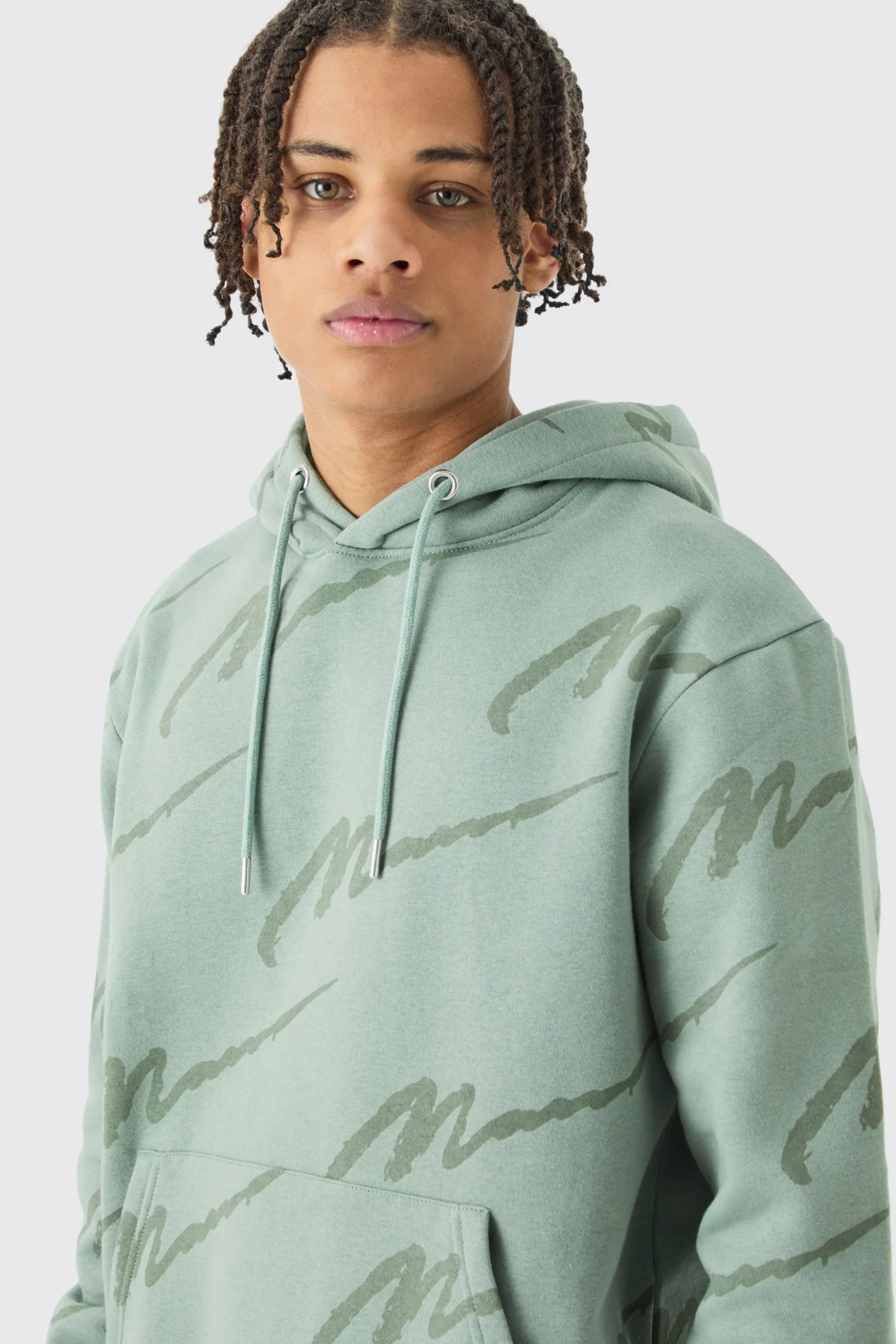 Man Signature All Over Print Hoodie | BoohooMAN UK