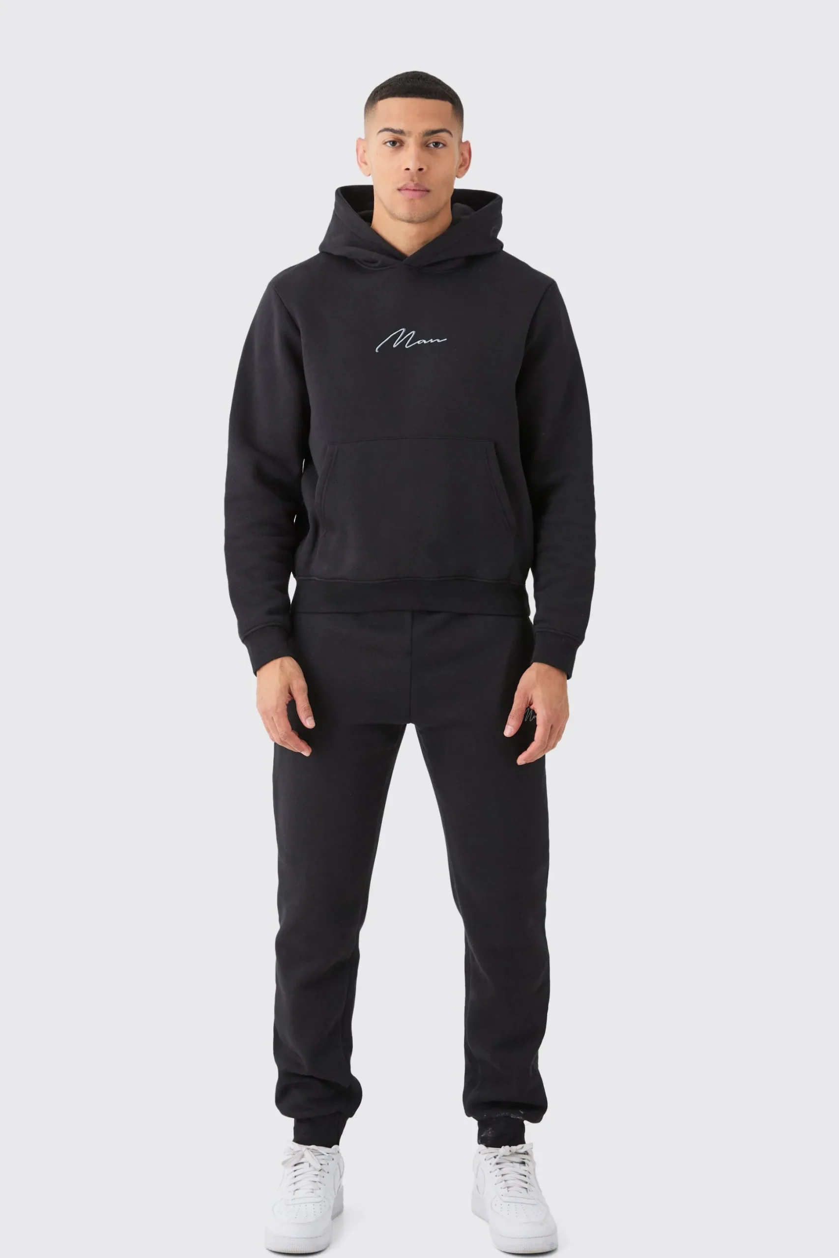 Man Signature Boxy Hooded Tracksuit | BoohooMAN UK
