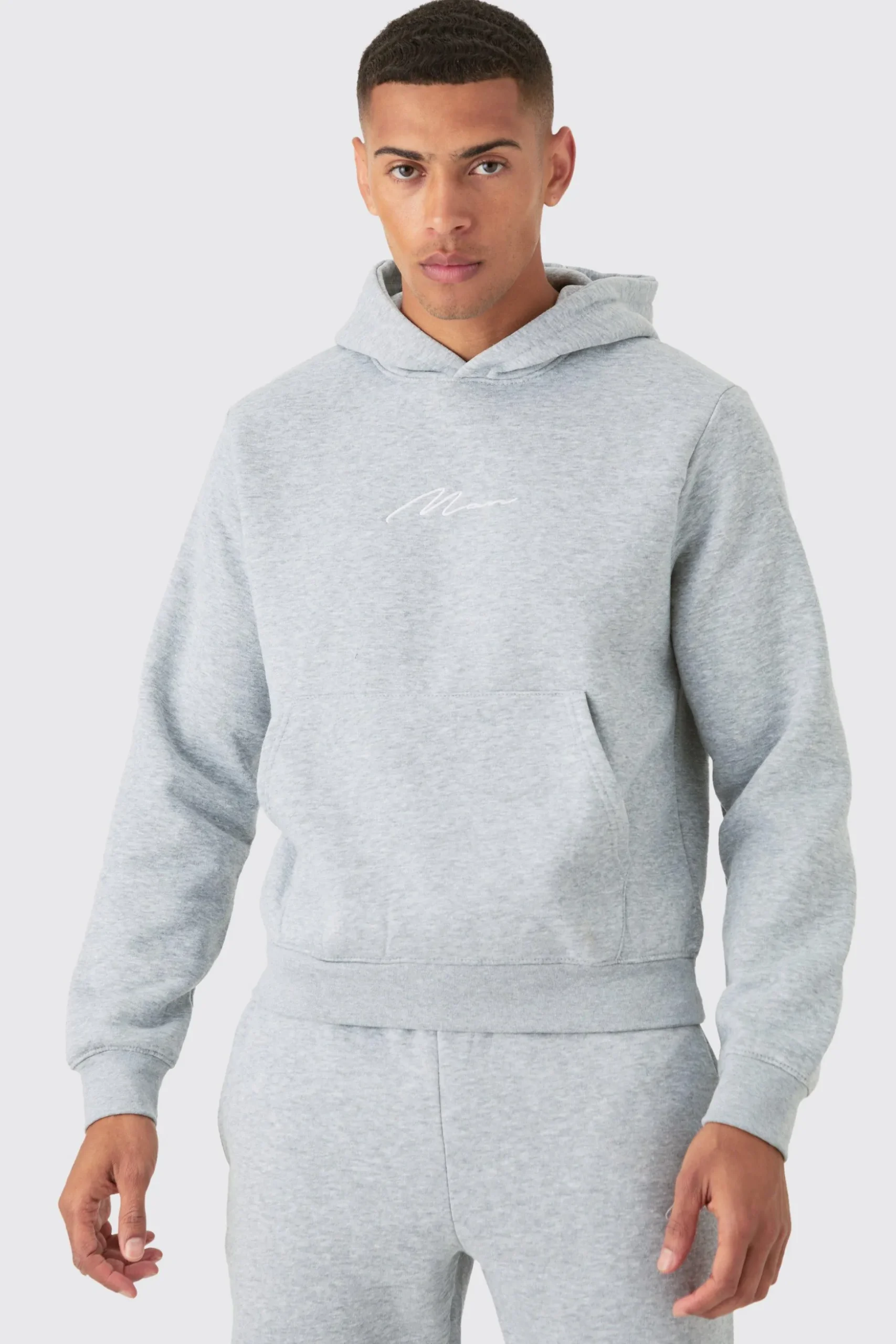 Man Signature Boxy Hooded Tracksuit | BoohooMAN UK