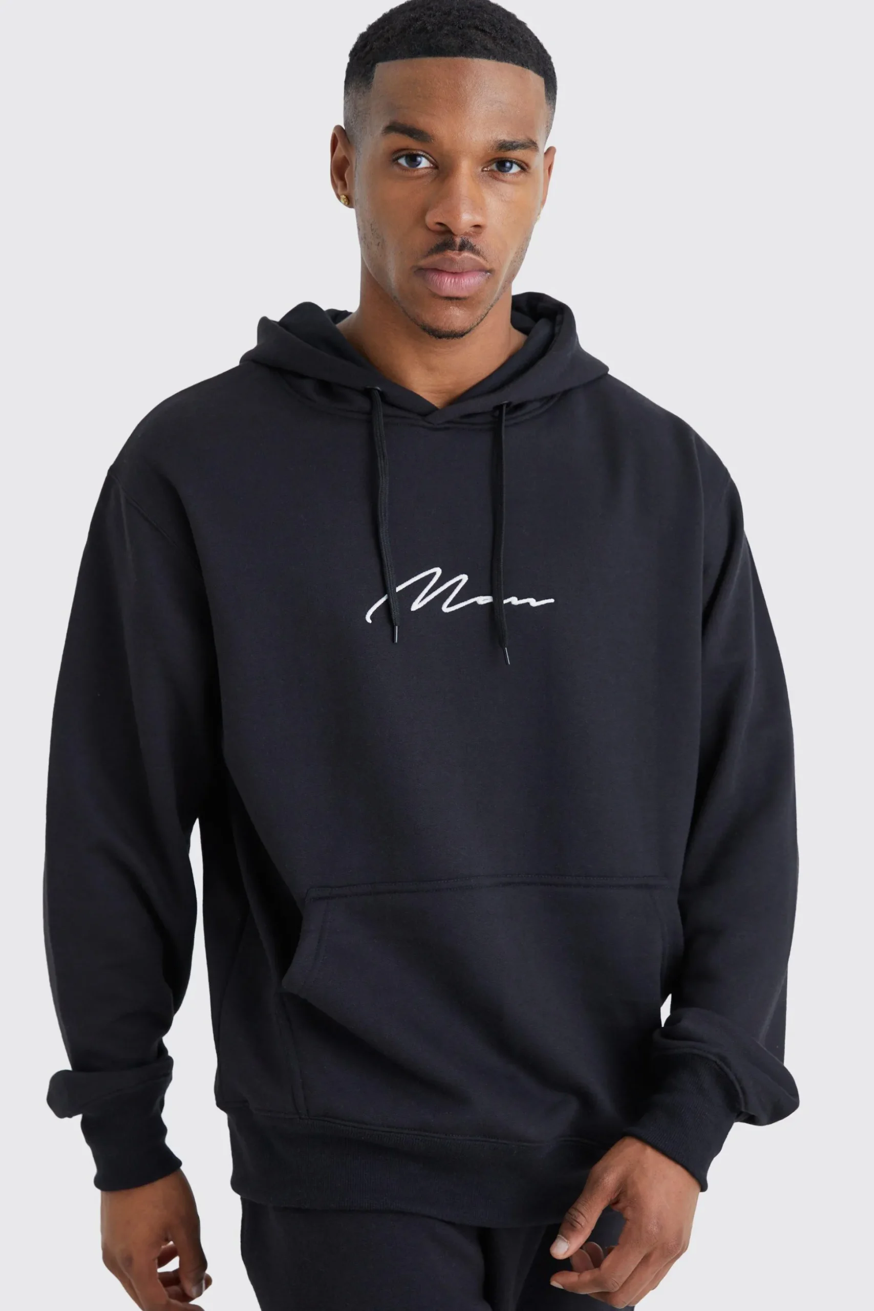 Man Signature Over The Head Hoodie | BoohooMAN UK