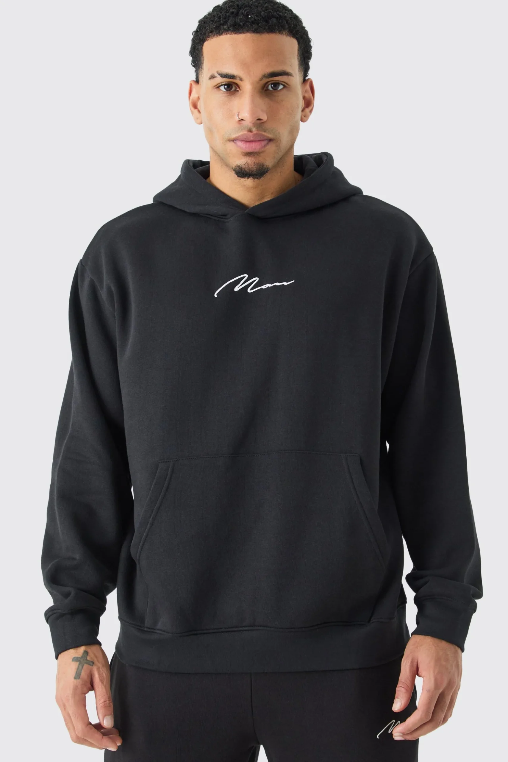 Man Signature Oversized Over The Head Hoodie | BoohooMAN UK