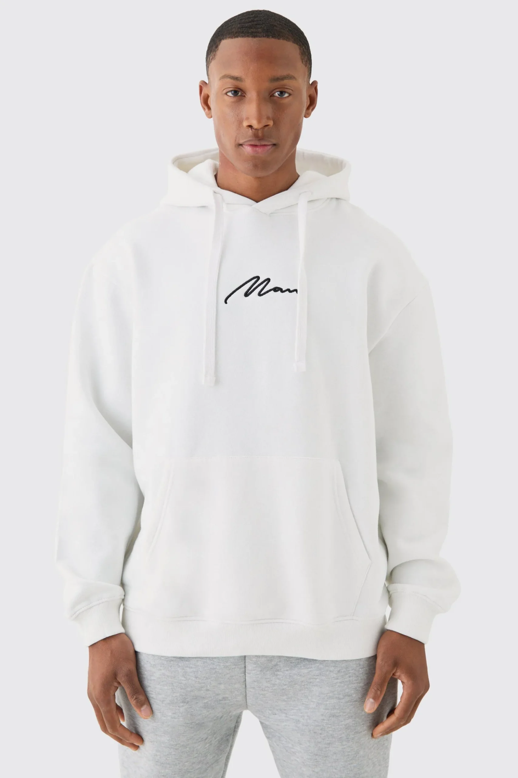Man Signature Overszied Over The Head Hoodie | BoohooMAN UK