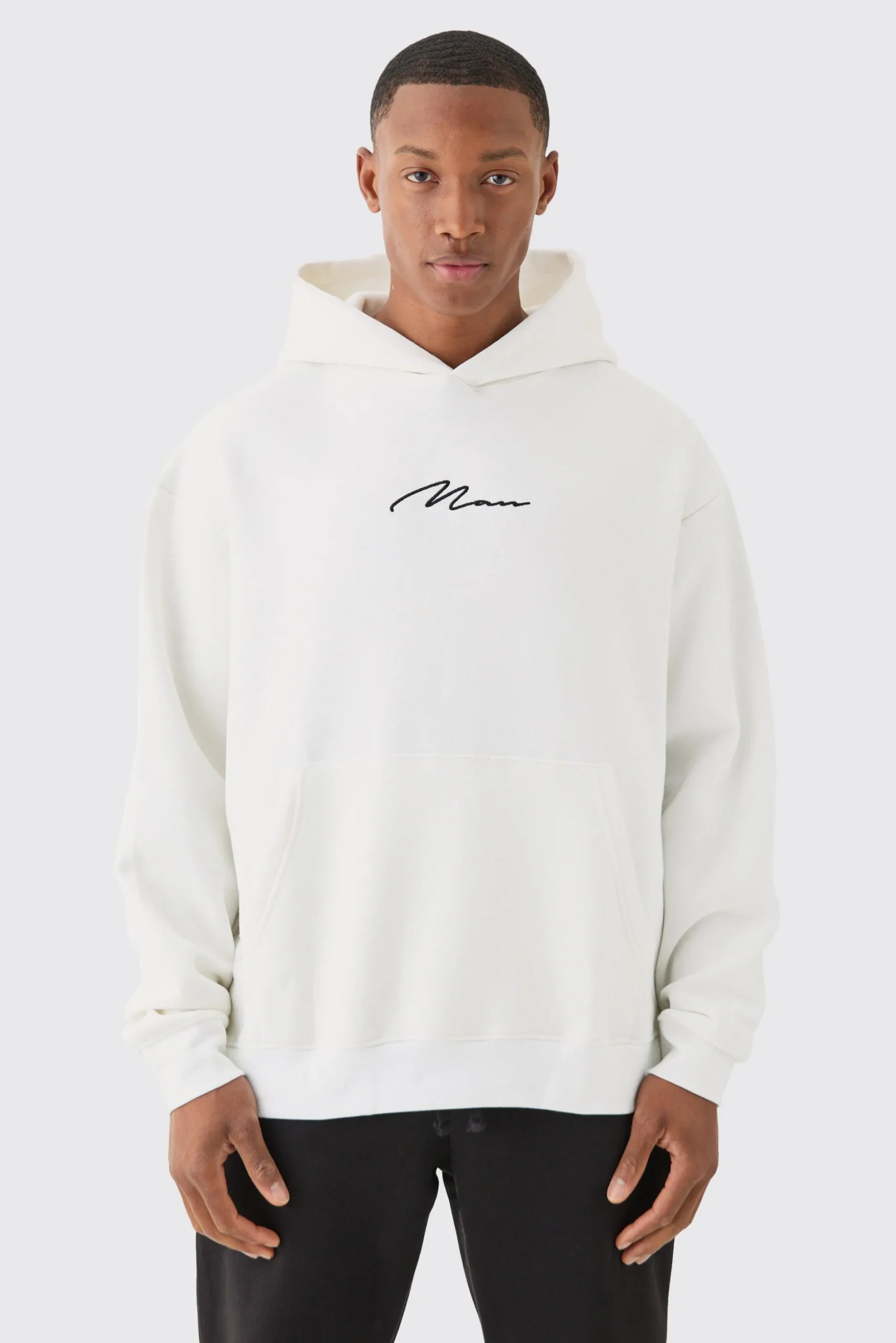 Man Signature Overszied Over The Head Hoodie | BoohooMAN UK