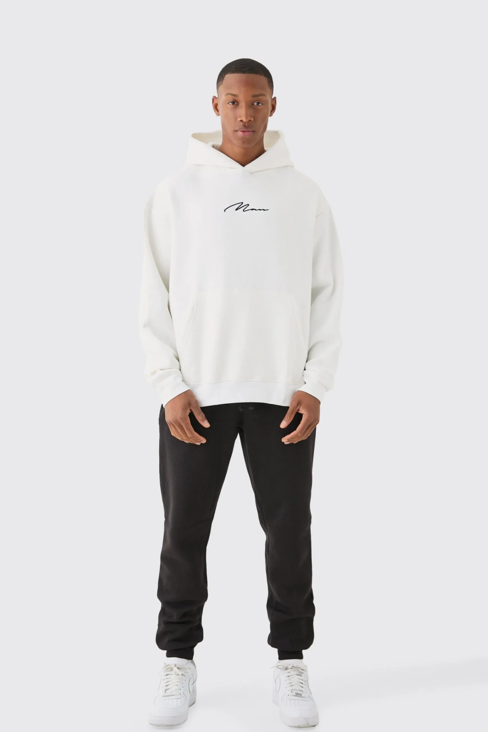 Man Signature Overszied Over The Head Hoodie | BoohooMAN UK