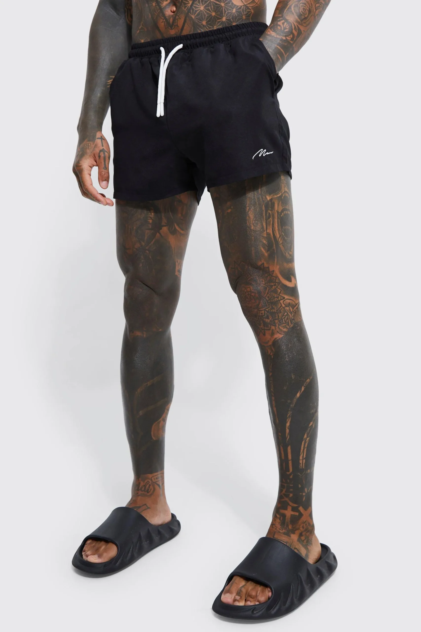 Man Signature Short Length Swim Shorts | BoohooMAN UK