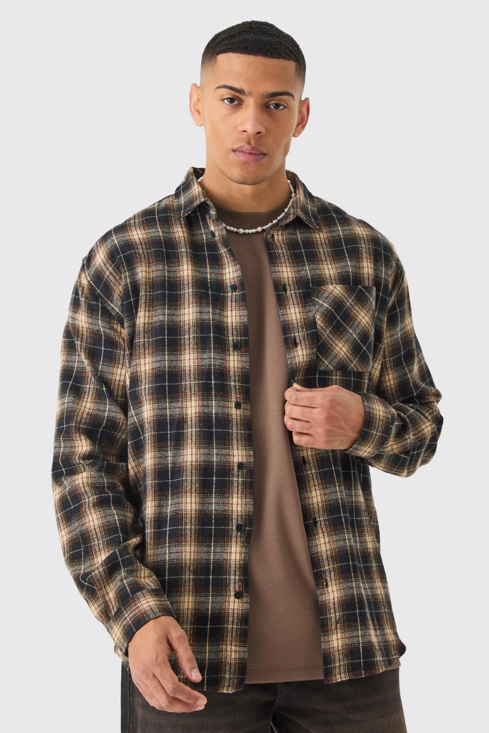 Manifest Back Print Check Shirt | BoohooMAN UK