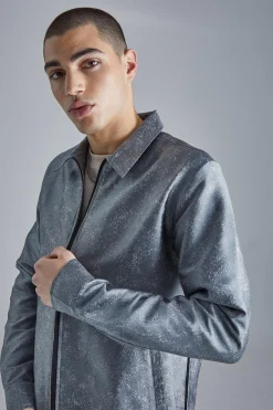 Marl Fabric Interest Smart Overshirt | BoohooMAN UK