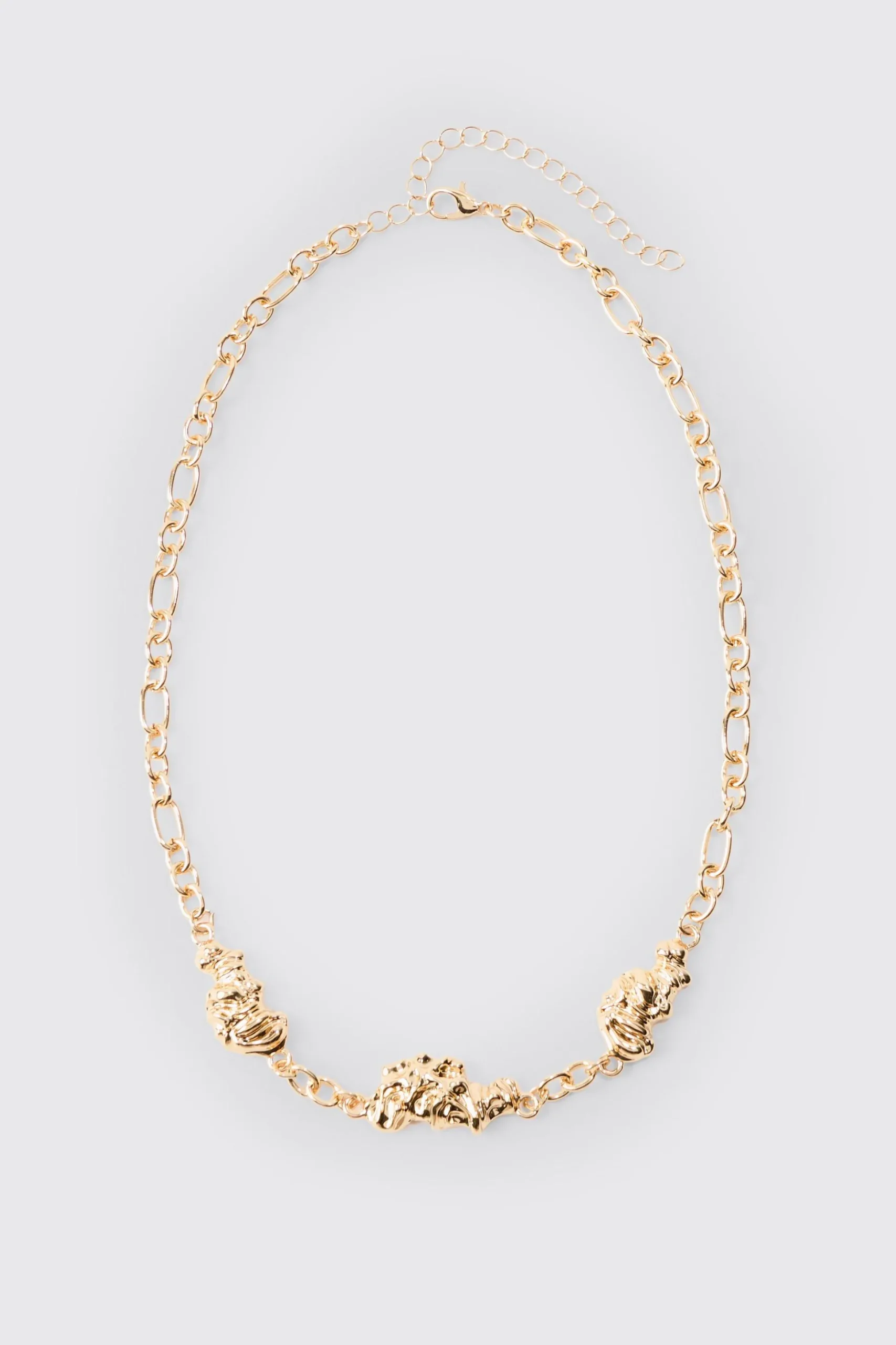 Melted Chain Detial Necklace In Gold | BoohooMAN UK