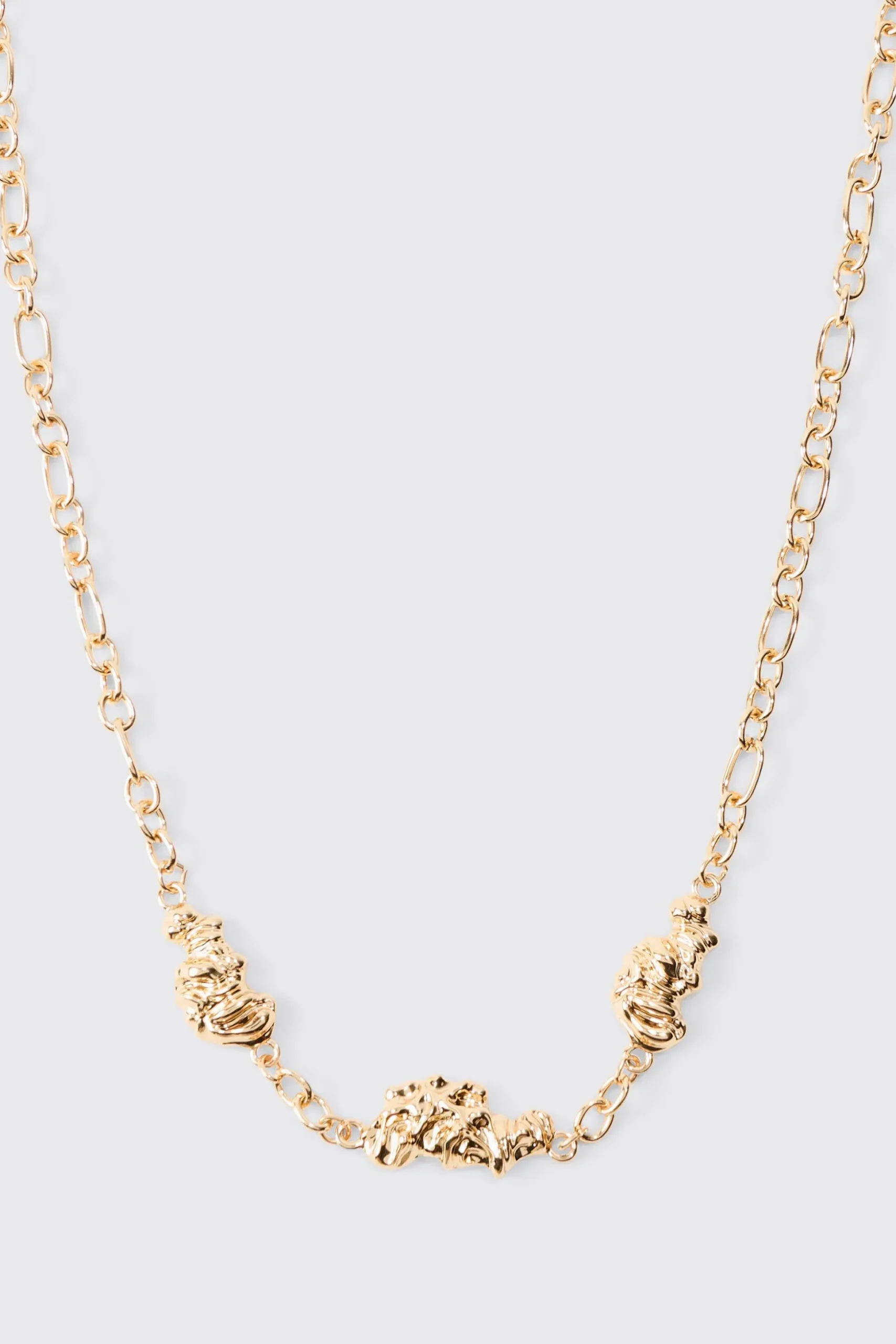 Melted Chain Detial Necklace In Gold | BoohooMAN UK