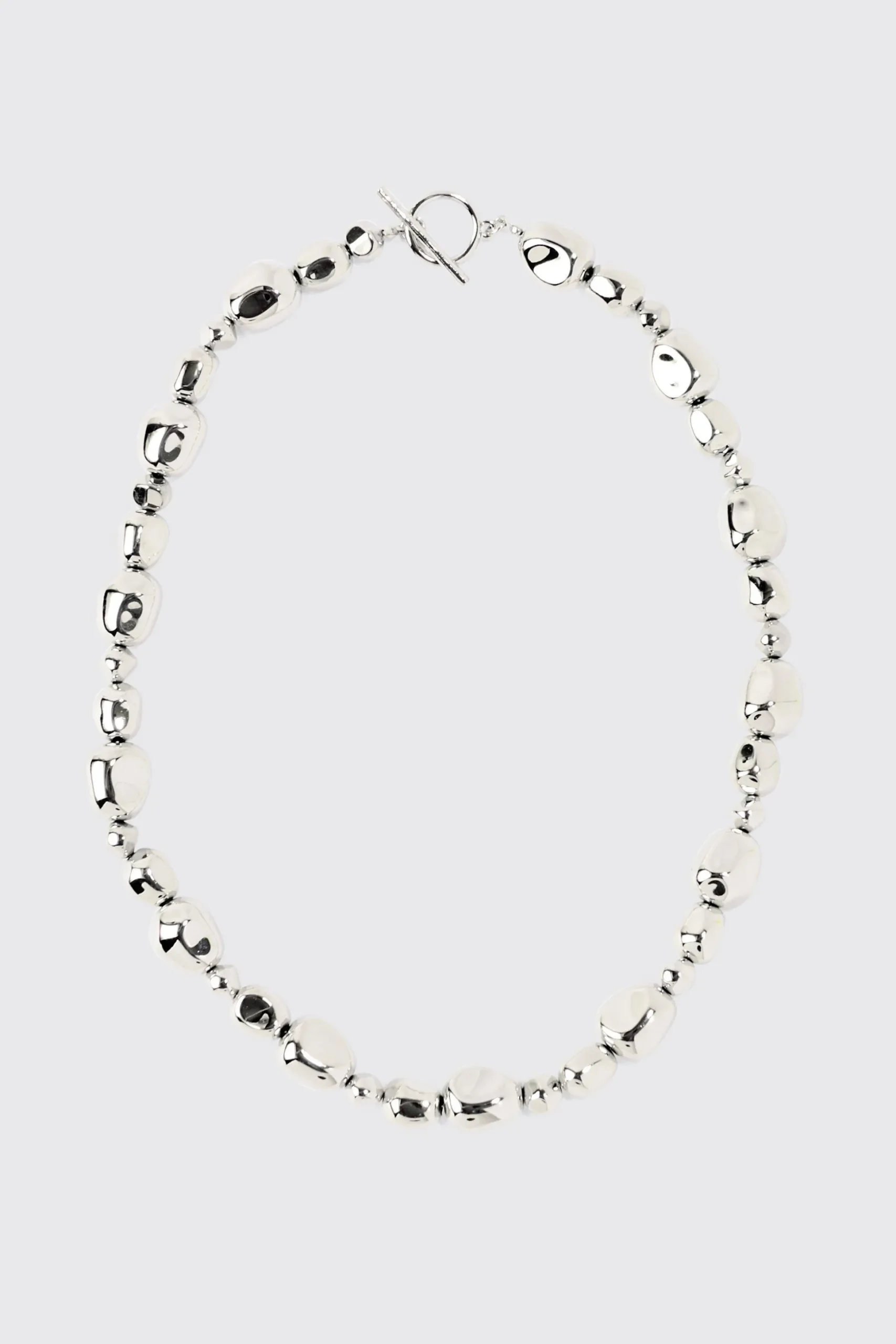 Metallic Pearl Necklace In Charcoal | BoohooMAN UK