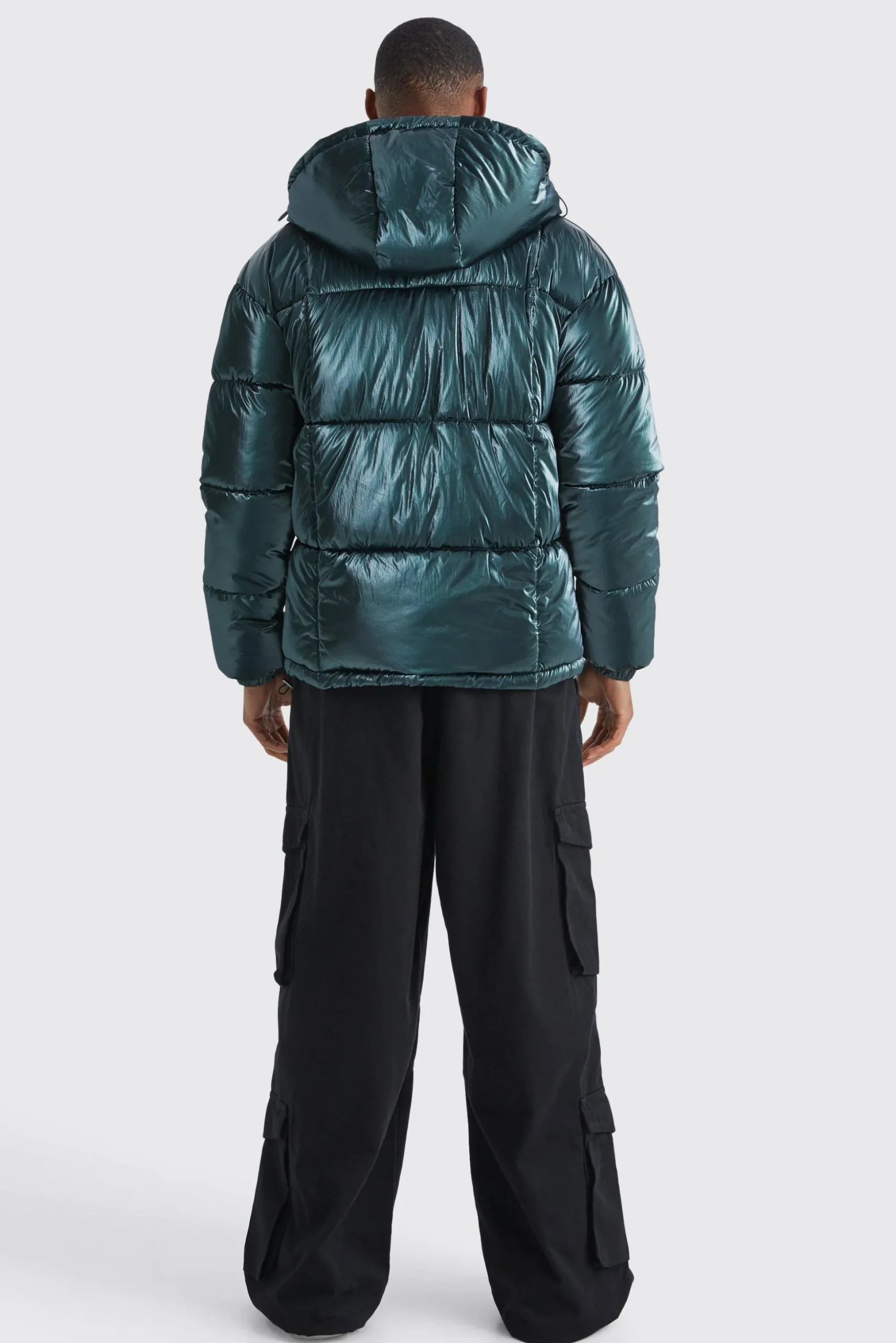 Metallic Square Quilted Puffer | BoohooMAN UK