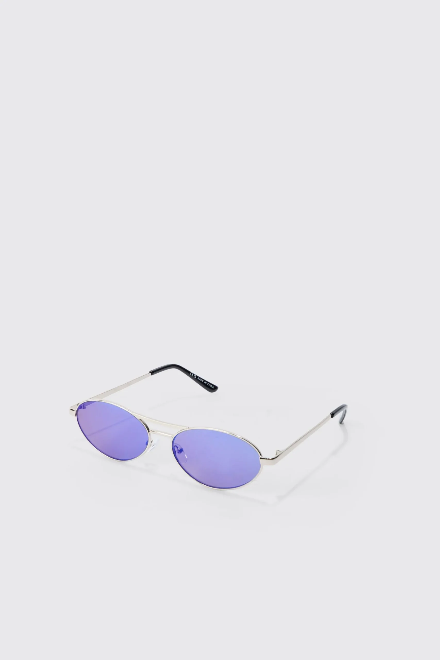 Mirror Lens Sunglasses In Blue | BoohooMAN UK