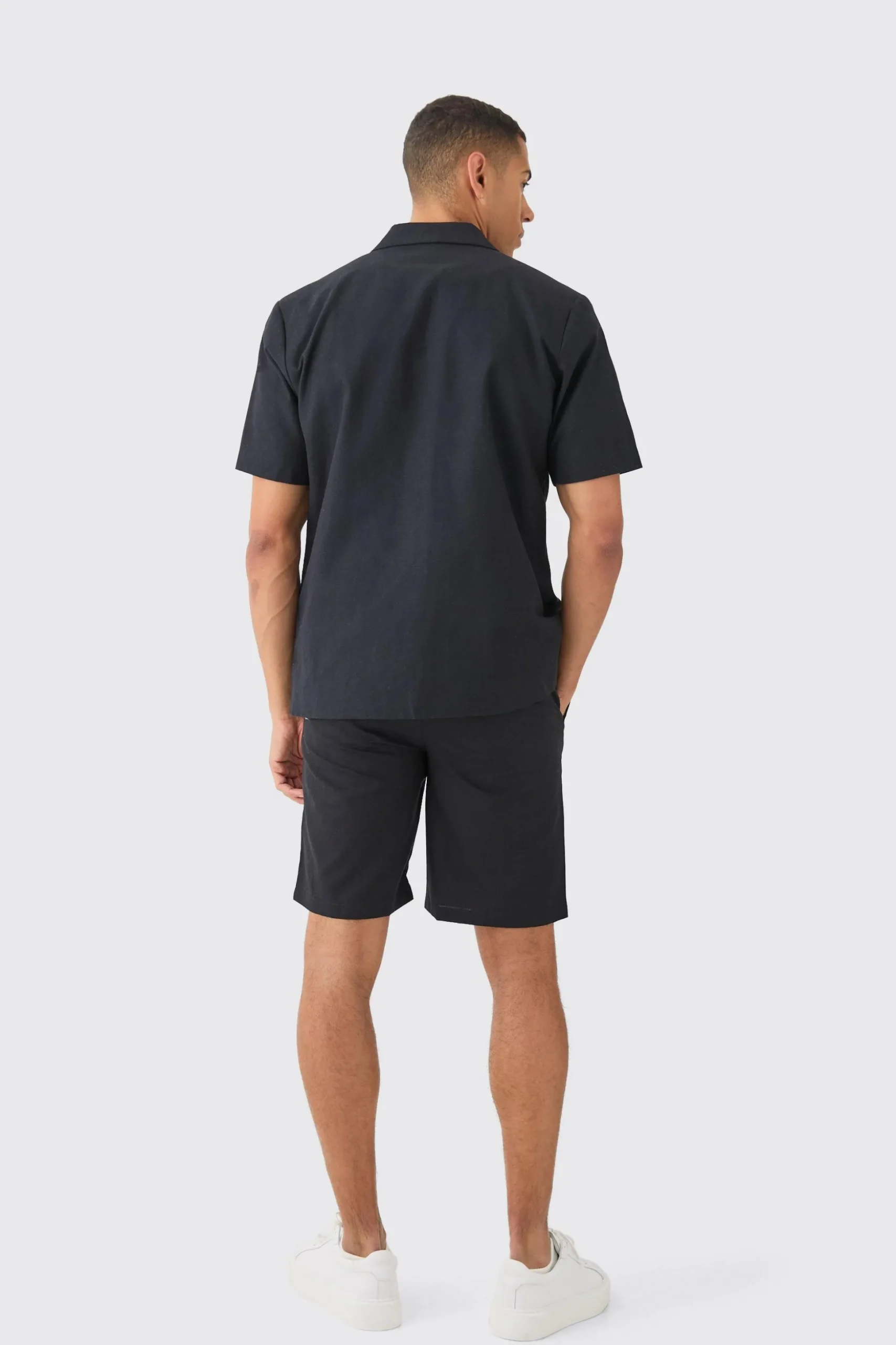 Mix & Match Linen Blend Short Sleeve Double Breasted Blazer | BoohooMAN UK