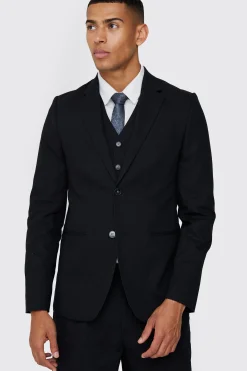 Mix & Match Linen Blend Slim Fit Blazer | BoohooMAN UK