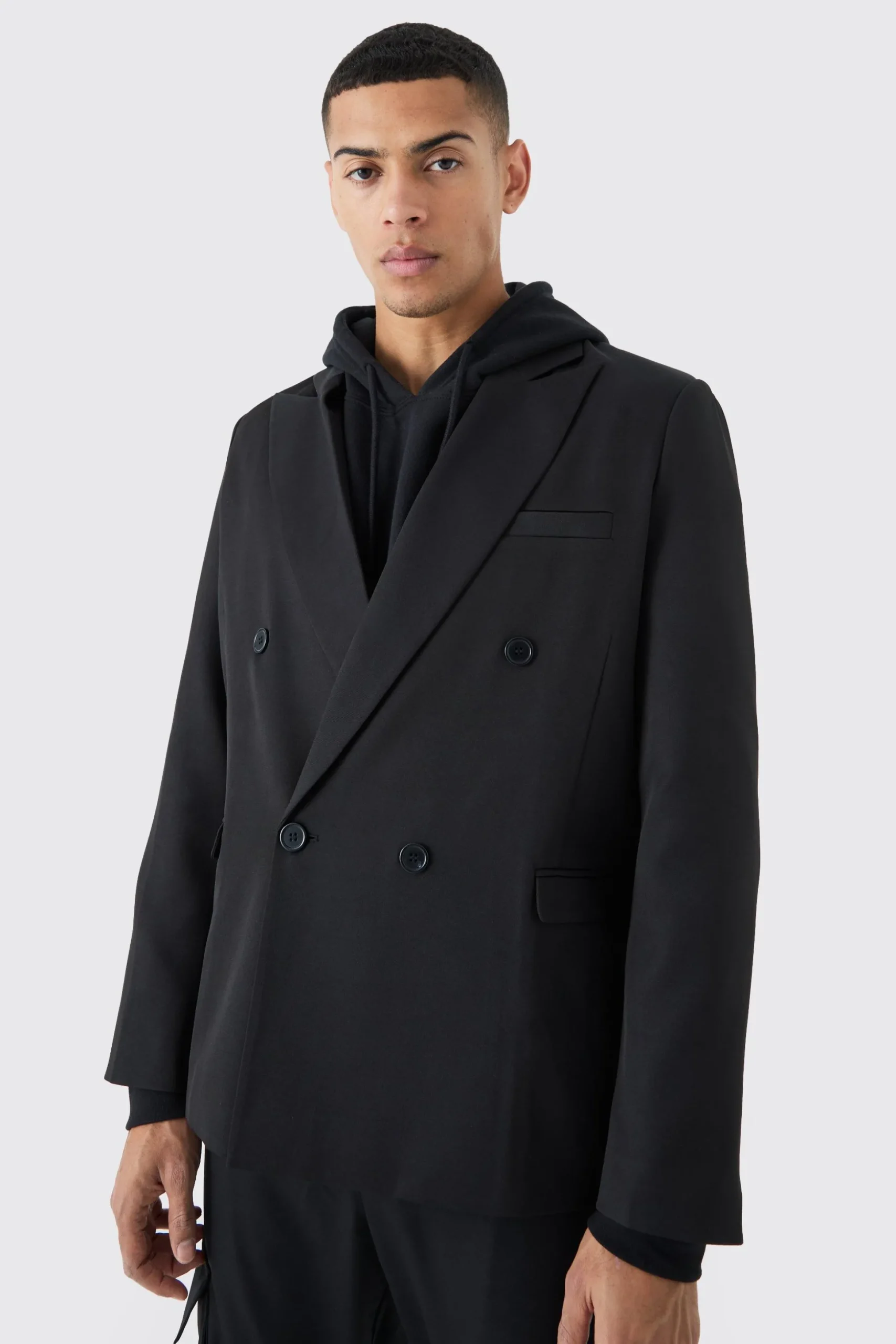 Mix & Match Super Relaxed Basic Black Blazer | BoohooMAN UK