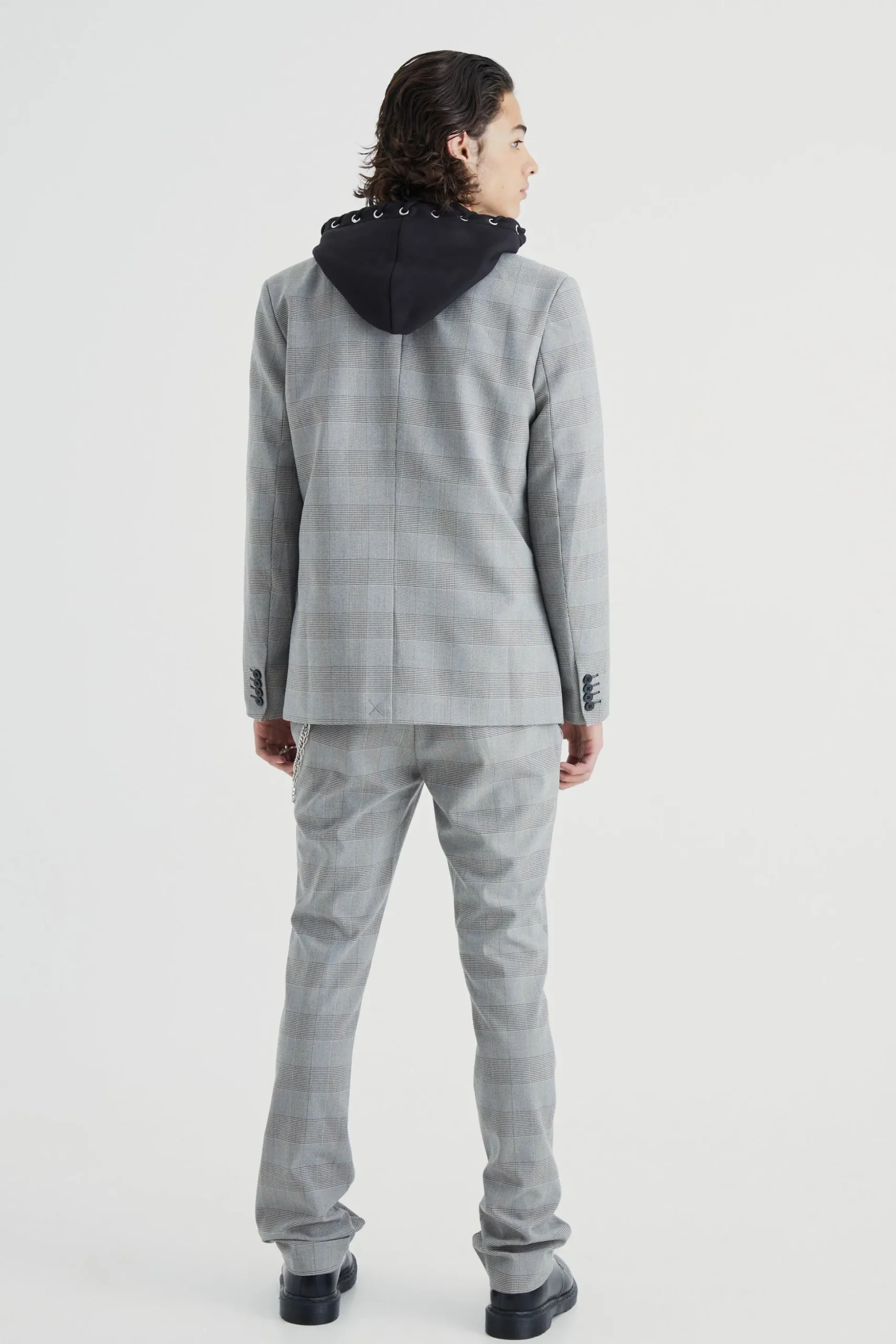 Mix And Match Skinny Fit Check Suit | BoohooMAN UK