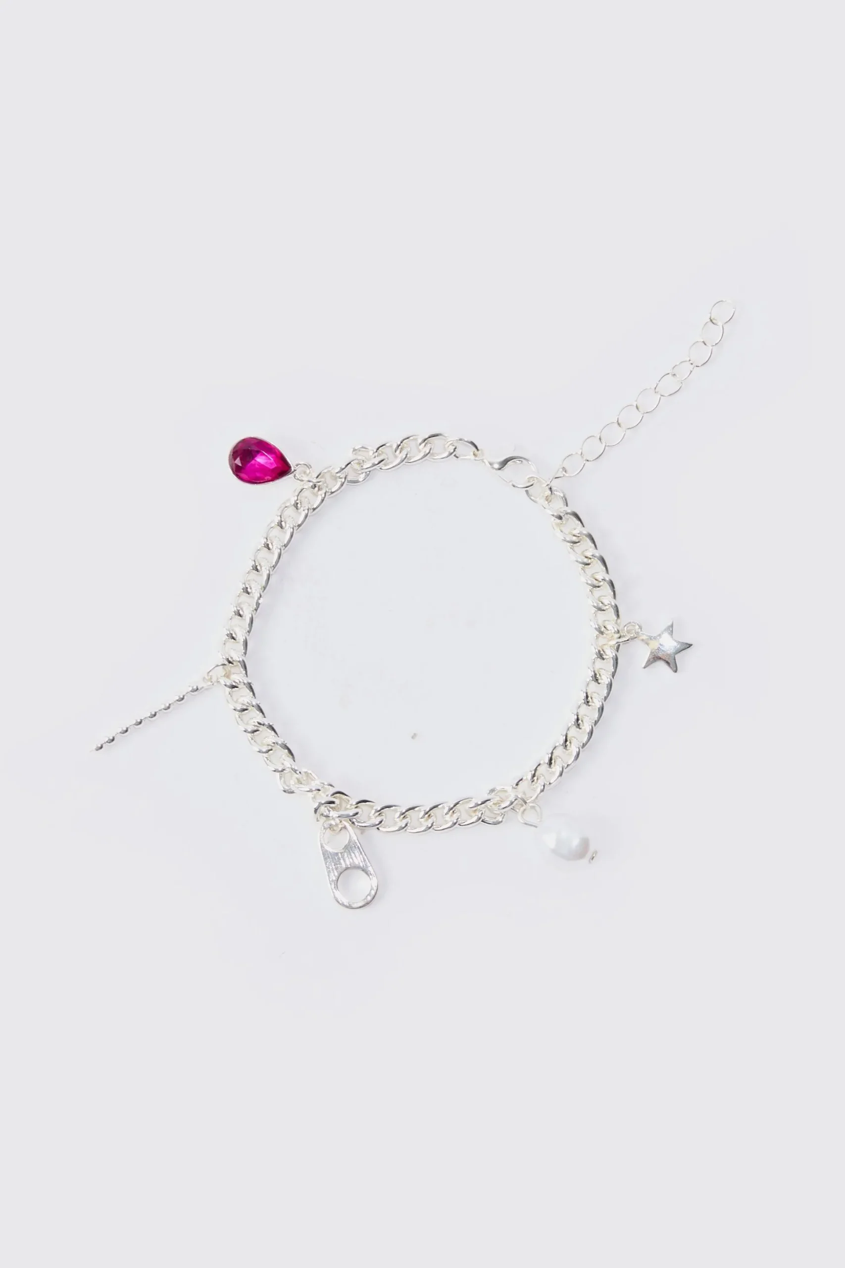 Mixed Pendant Bracelet In Silver | BoohooMAN UK