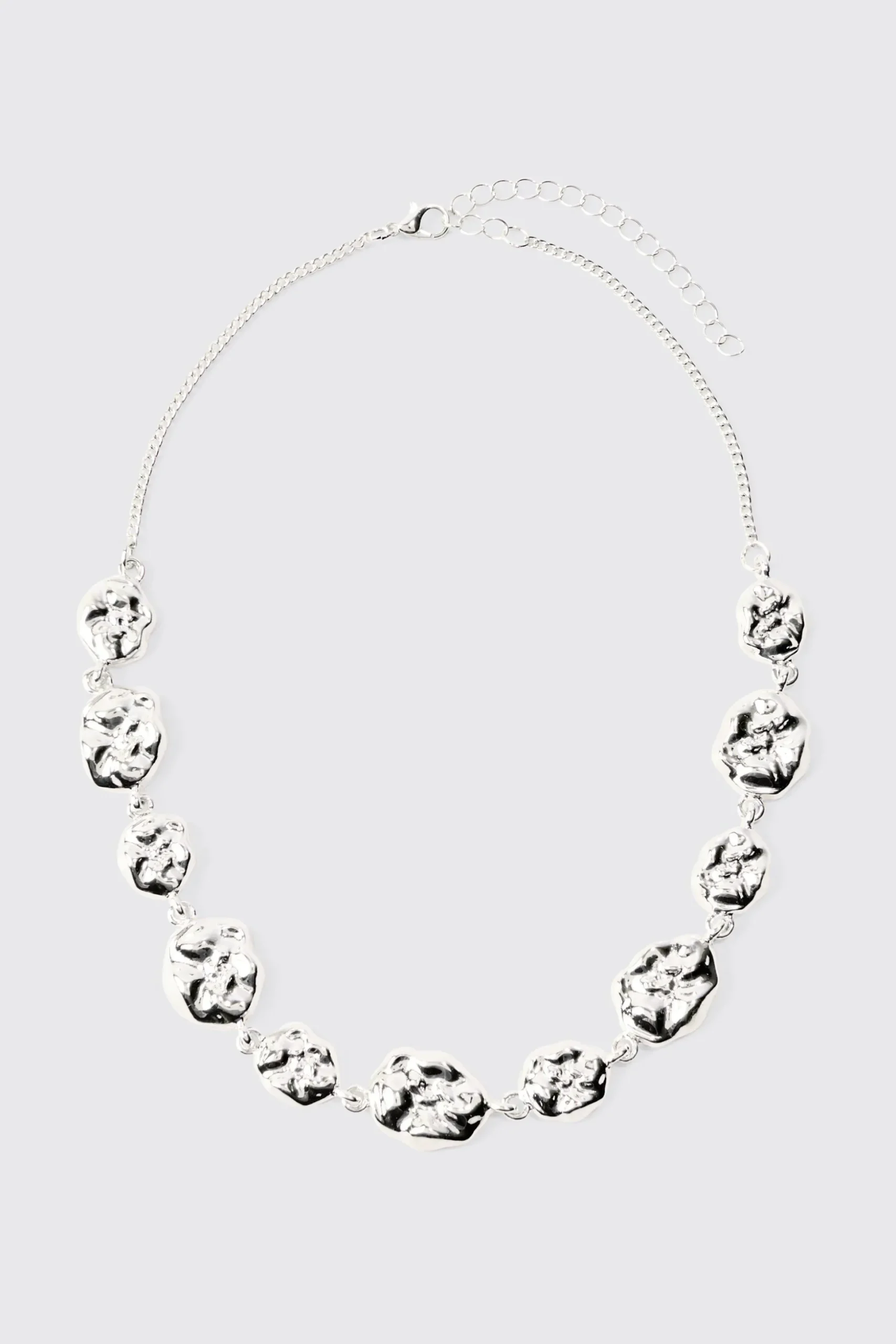 Molten Effect Chunky Necklace In Silver | BoohooMAN UK