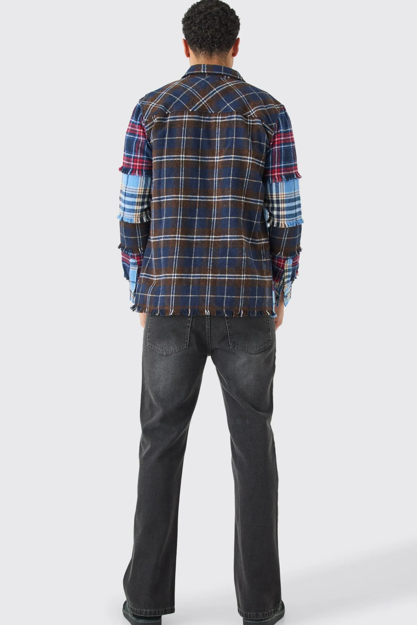Multi 4 Stripe Check Shirt | BoohooMAN UK