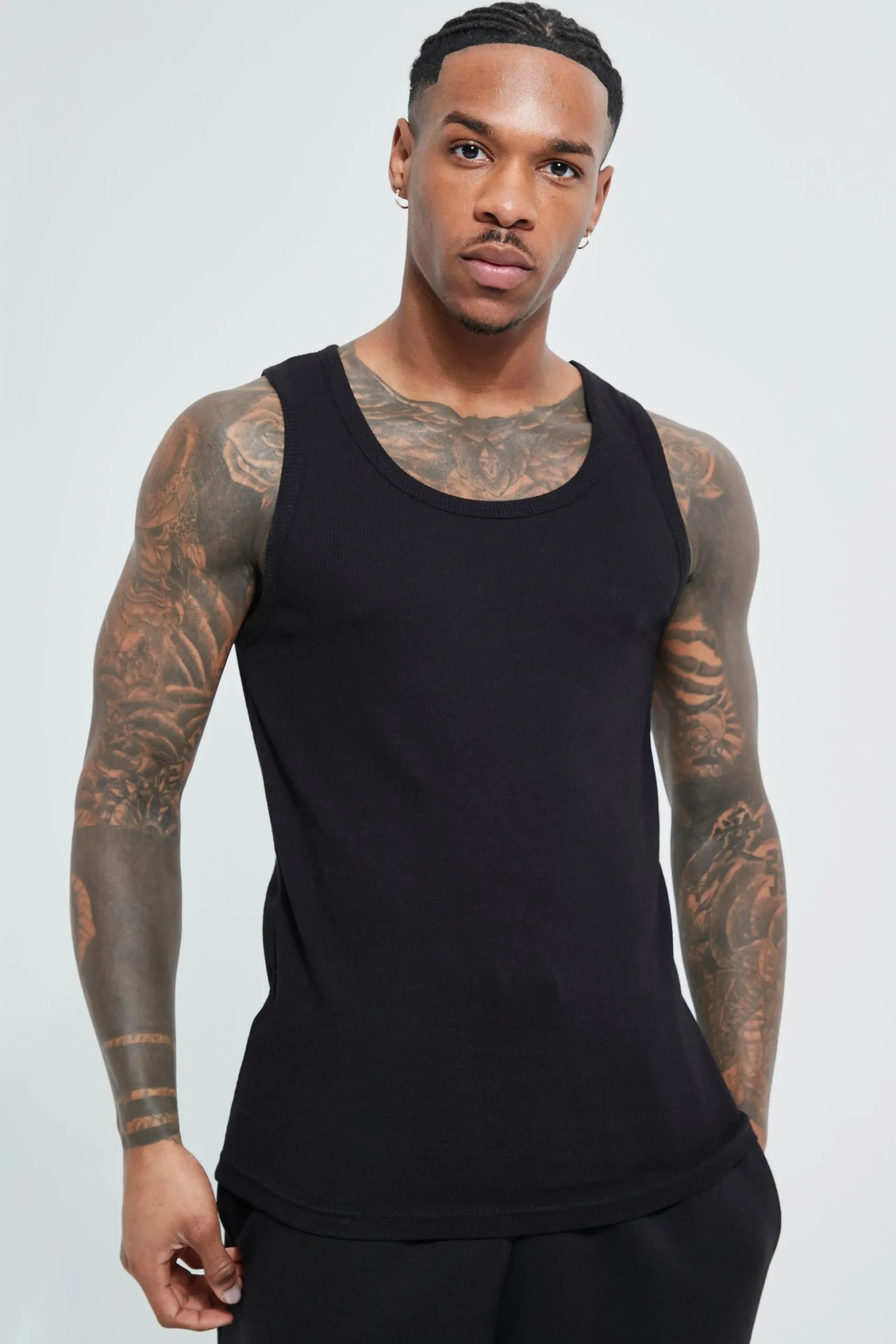 Muscle Fit Ribbed Vest | BoohooMAN UK