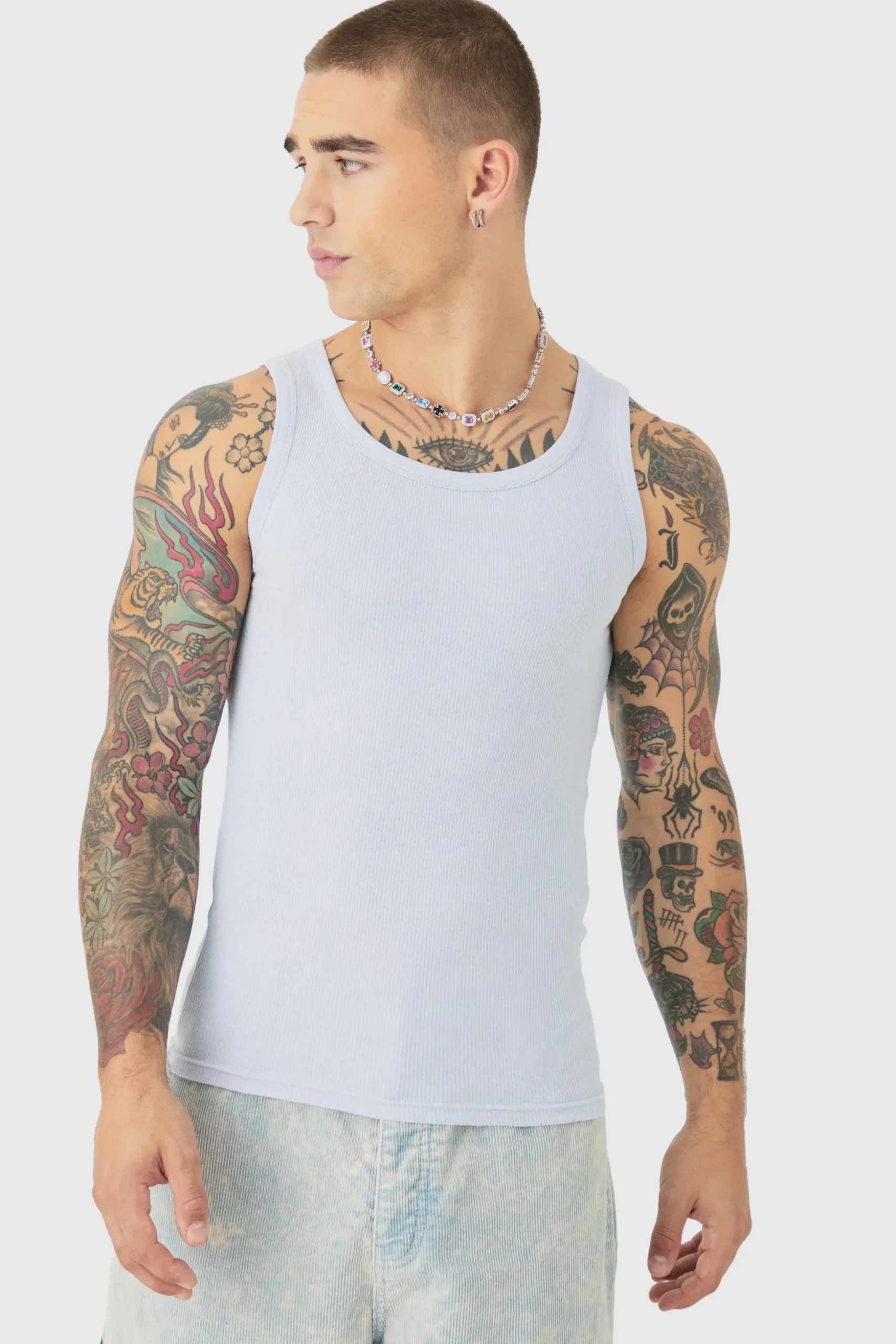 Muscle Fit Ribbed Vest | BoohooMAN UK