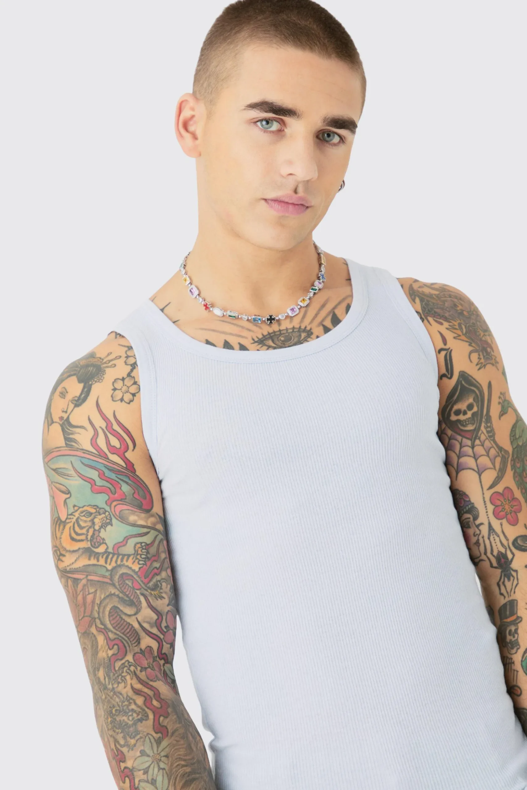Muscle Fit Ribbed Vest | BoohooMAN UK