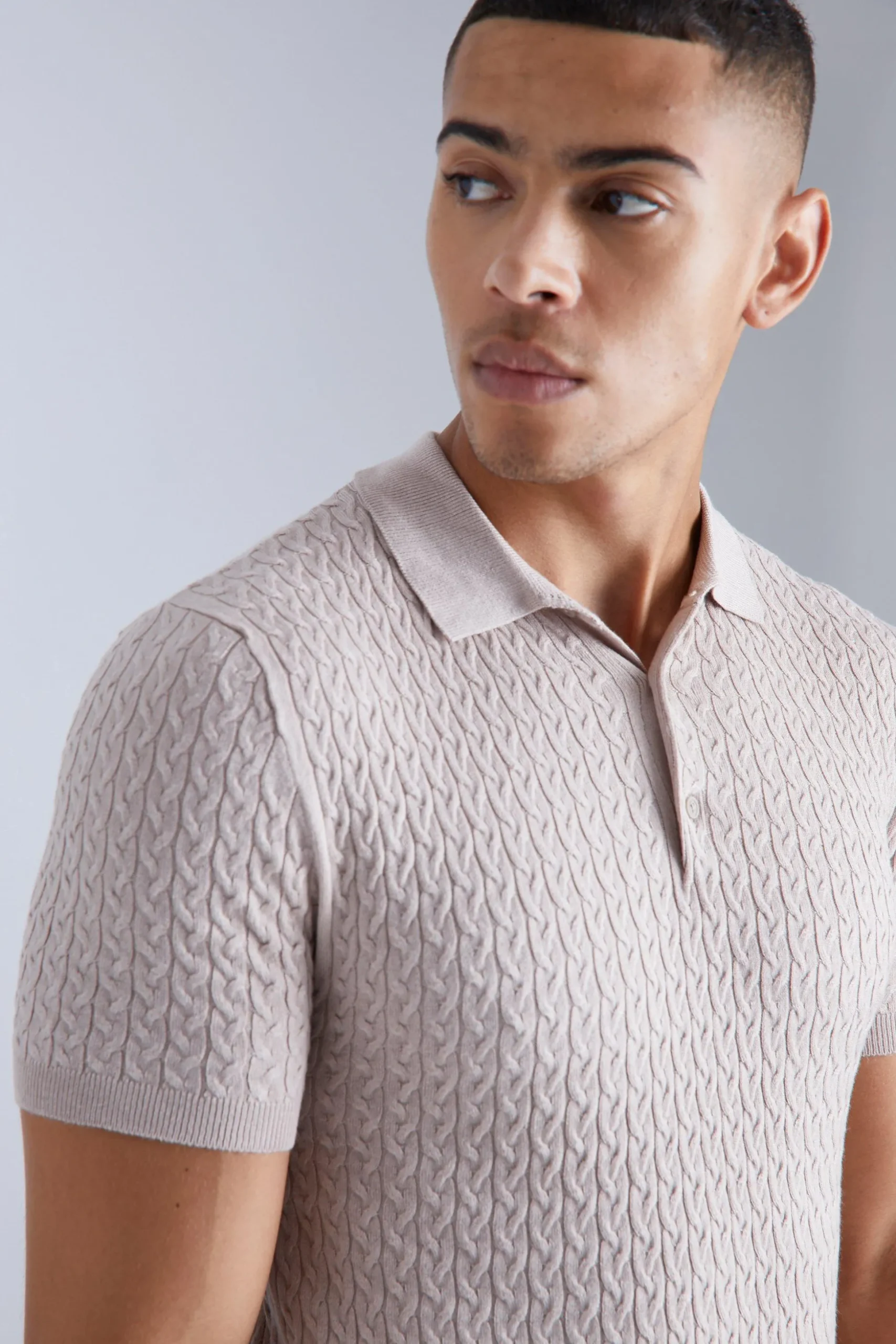 Muscle Short Sleeve Cable Polo | BoohooMAN UK