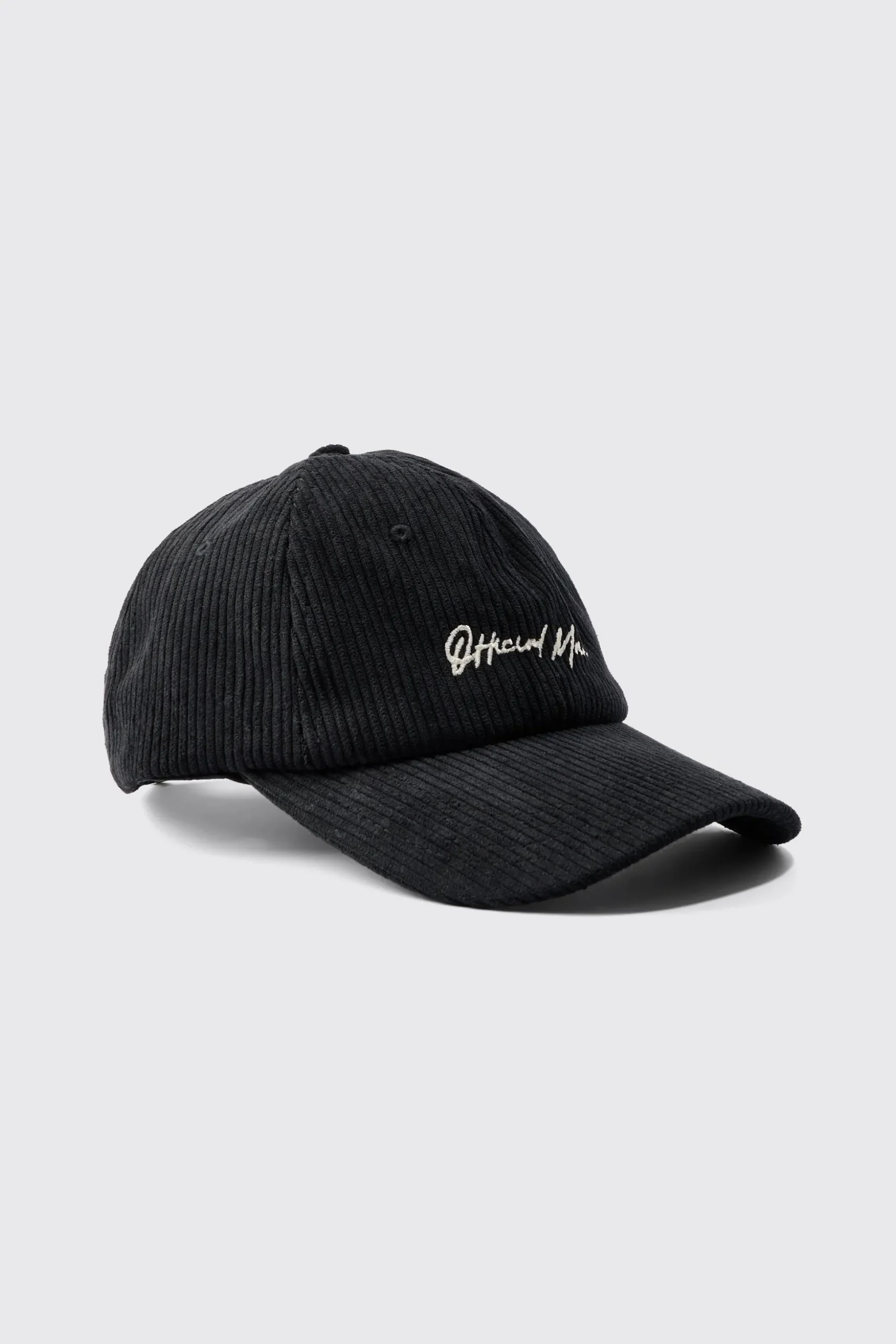 Official Man Corduroy Cap In Black | BoohooMAN UK