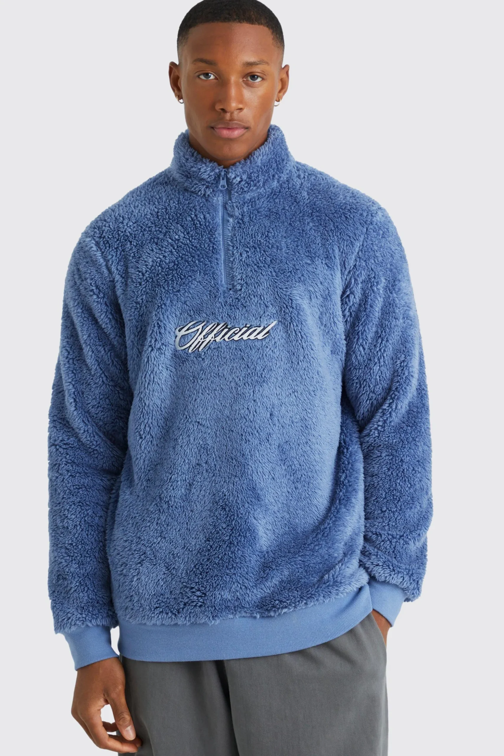 Official Piping Borg 1/4 Zip Funnel Sweat | BoohooMAN UK