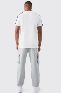 Official Print T-shirt With Tape Detail | BoohooMAN UK