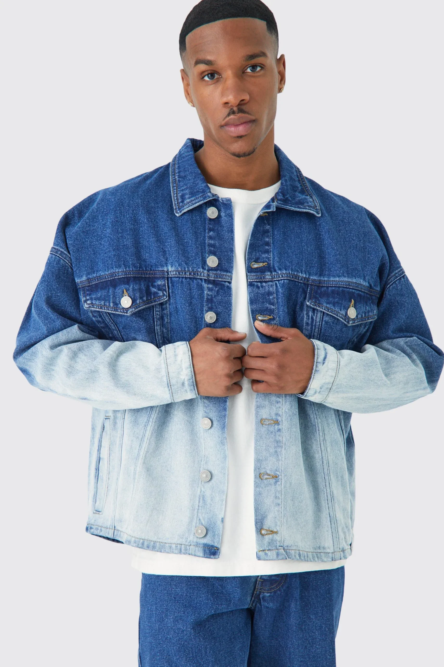 Ombre Denim Jacket And Jeans Set | BoohooMAN UK