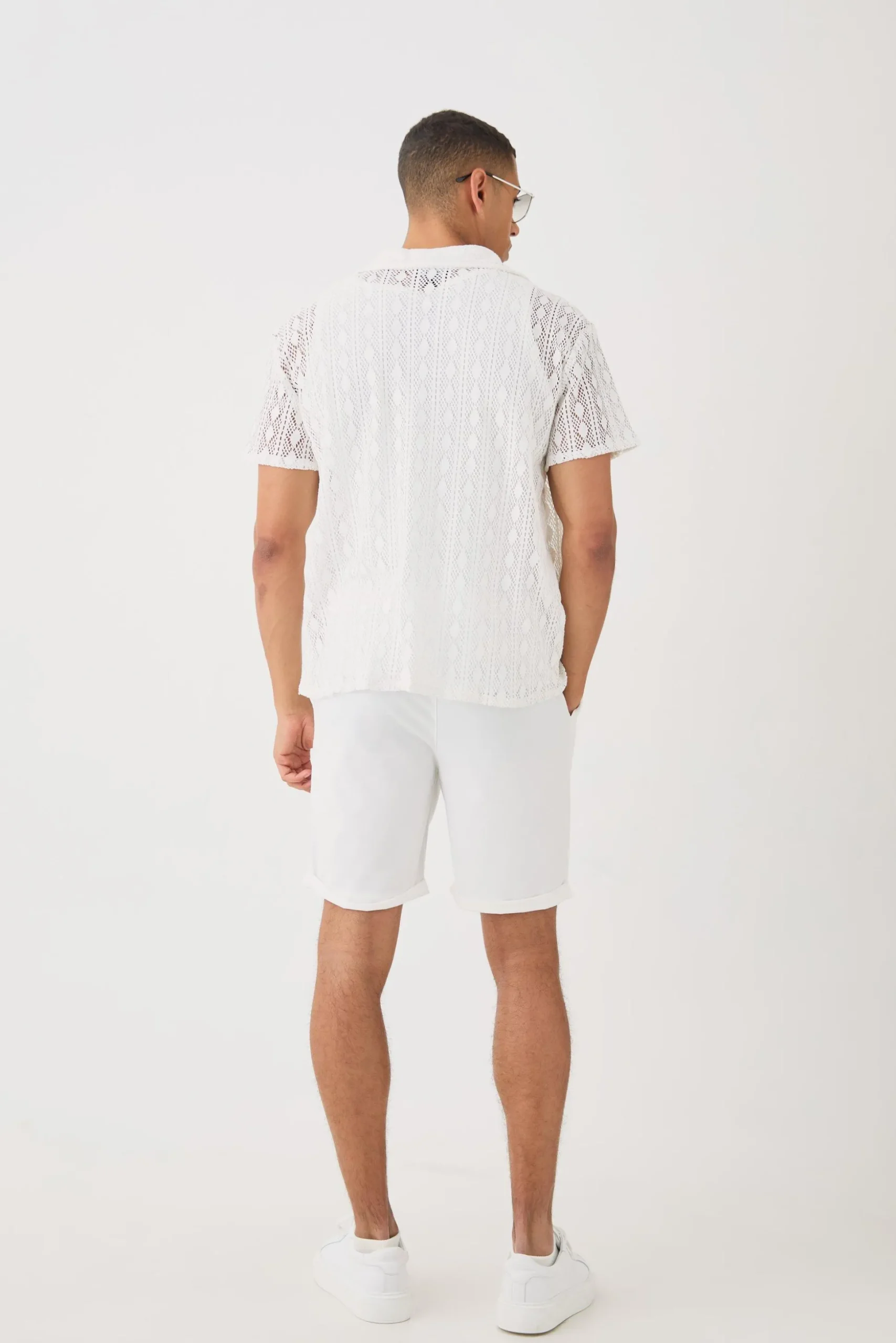 Open Stitch Diamond Shirt | BoohooMAN UK