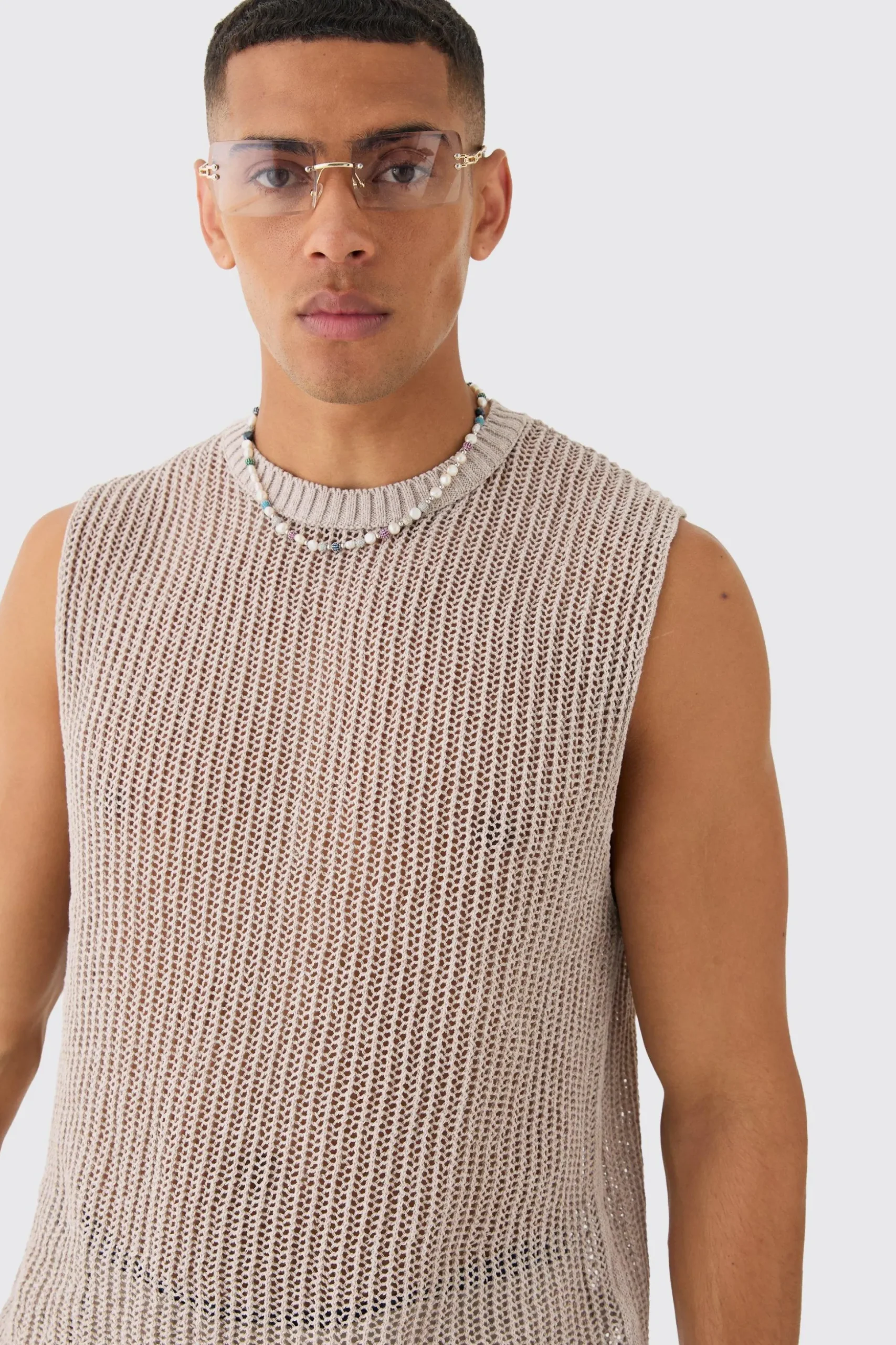 Open Stitch Tank | BoohooMAN UK