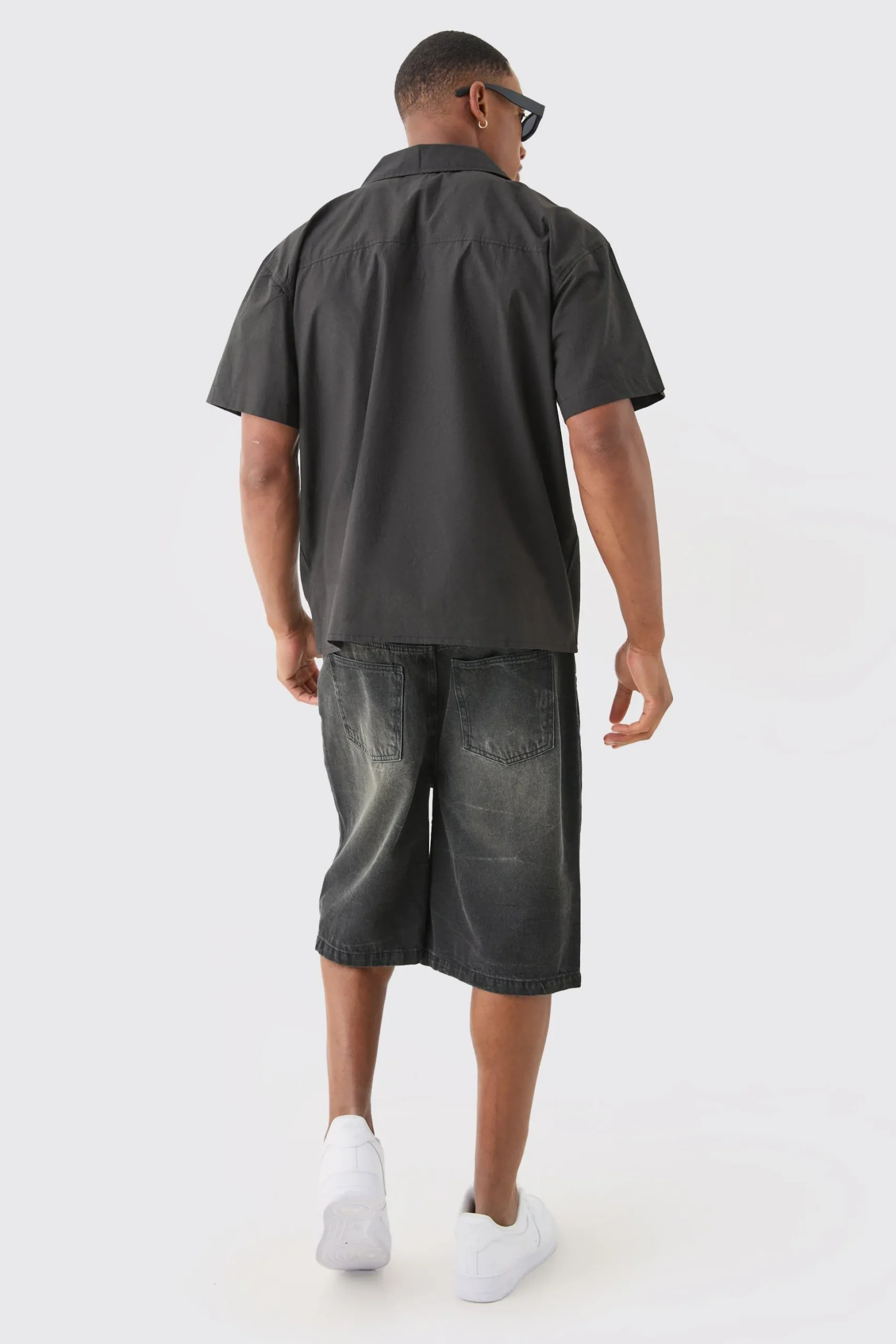 Overhead V Neck Dropped Shoulder Shirt | BoohooMAN UK