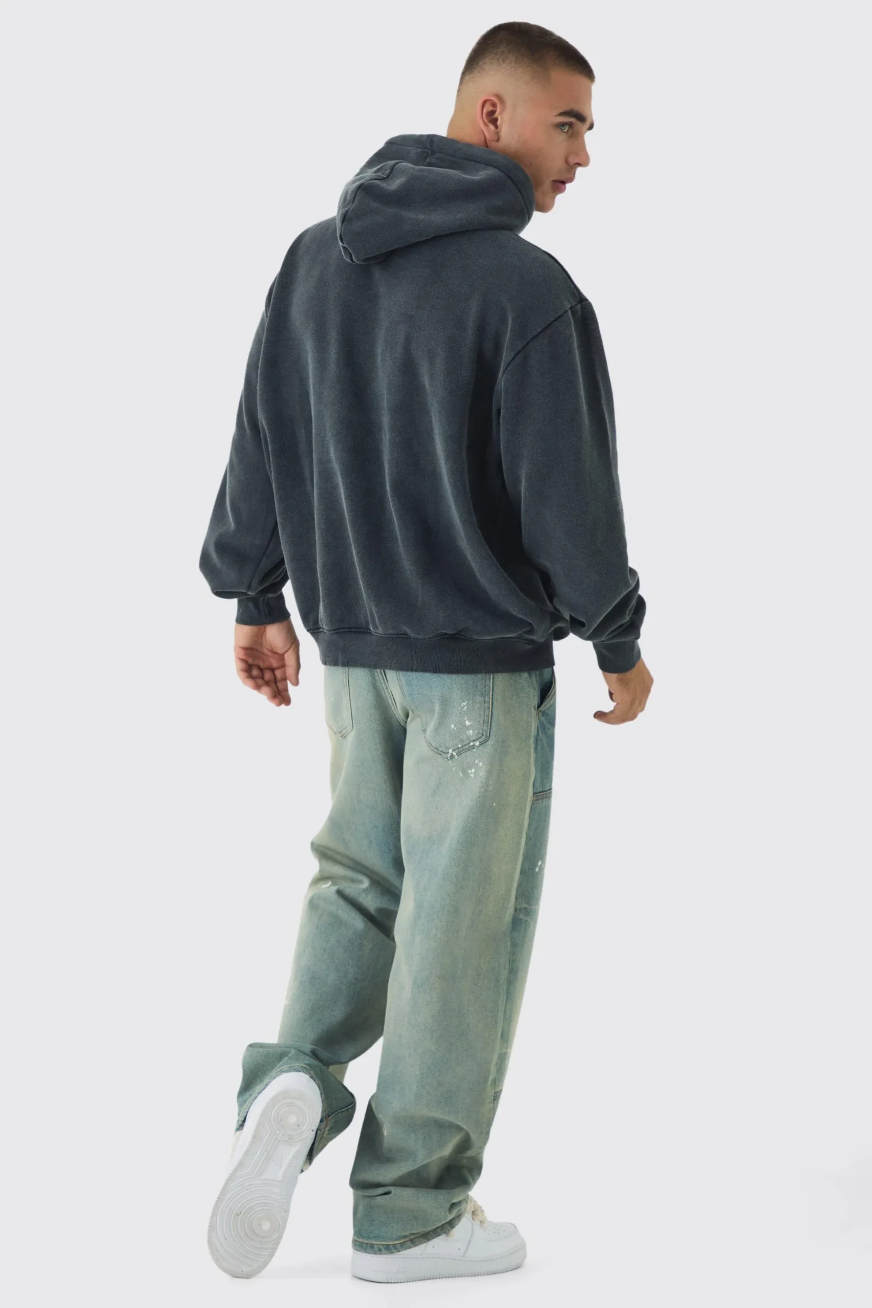 Oversized Acid Wash Hoodie | BoohooMAN UK