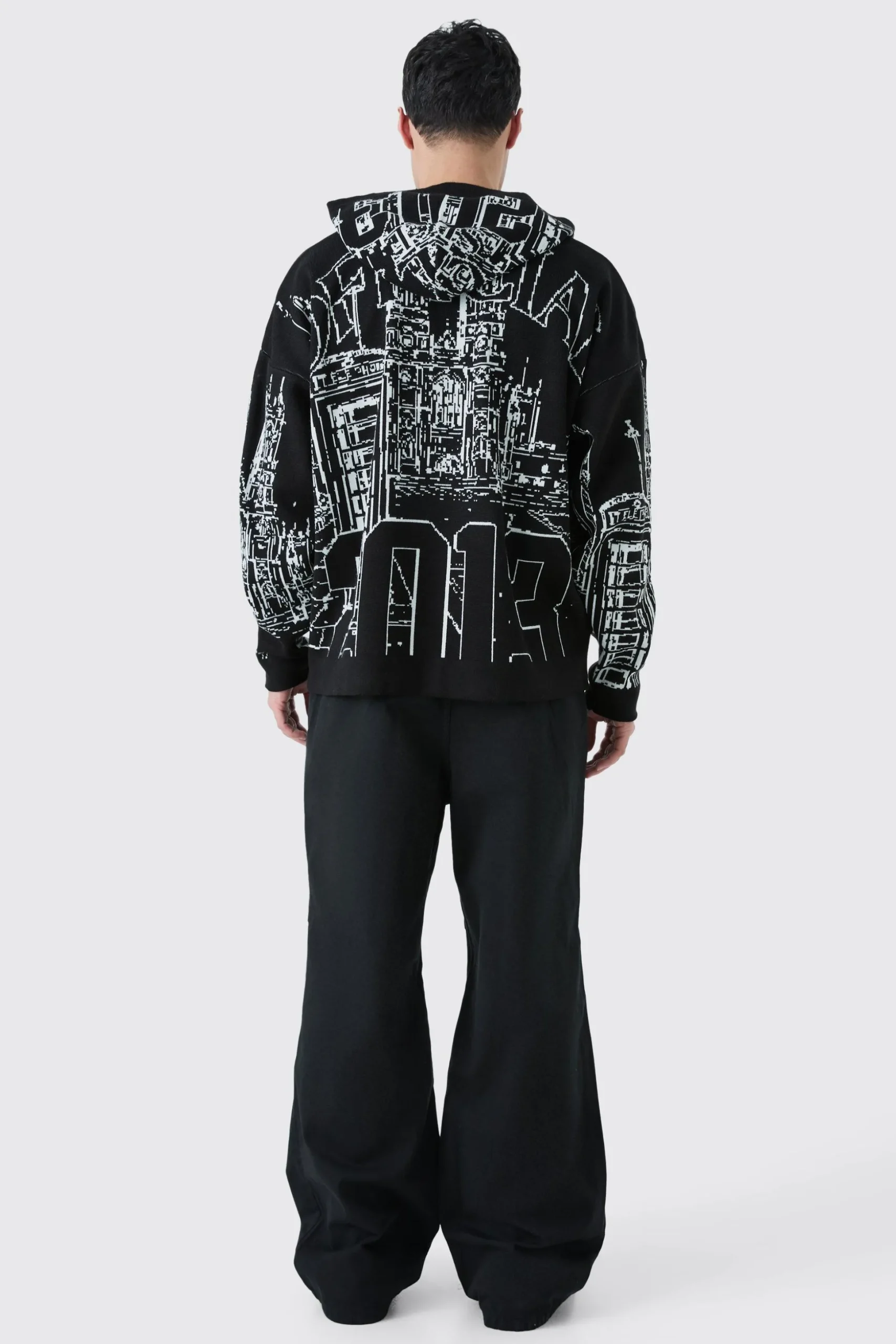 Oversized All Over Graphic Hoodie | BoohooMAN UK